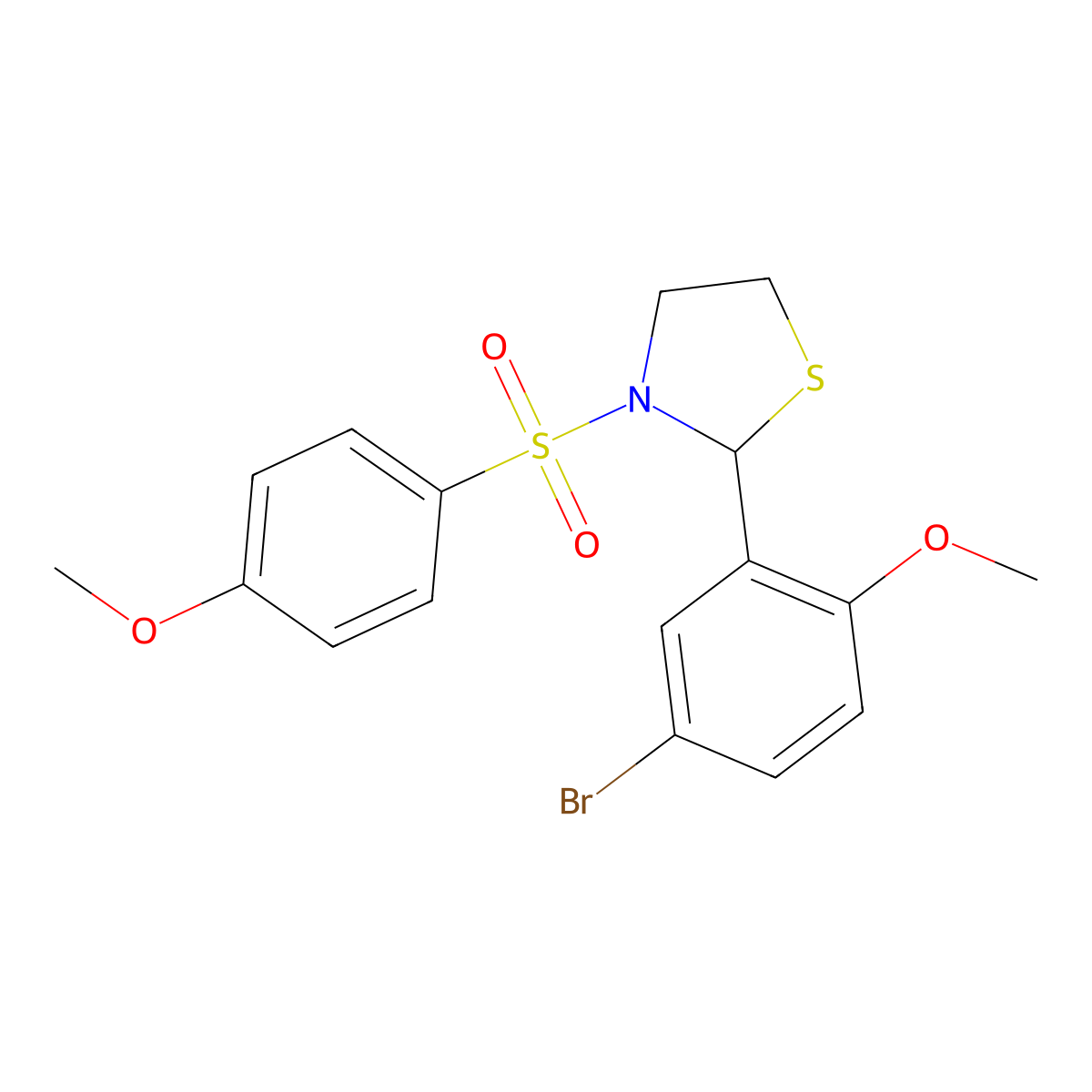 2-(5-Bromo-2-methoxyphenyl)-3-(4-methoxybenzenesulfonyl)-1,3-thiazolidine molecular structure, CAS 397283-88-4