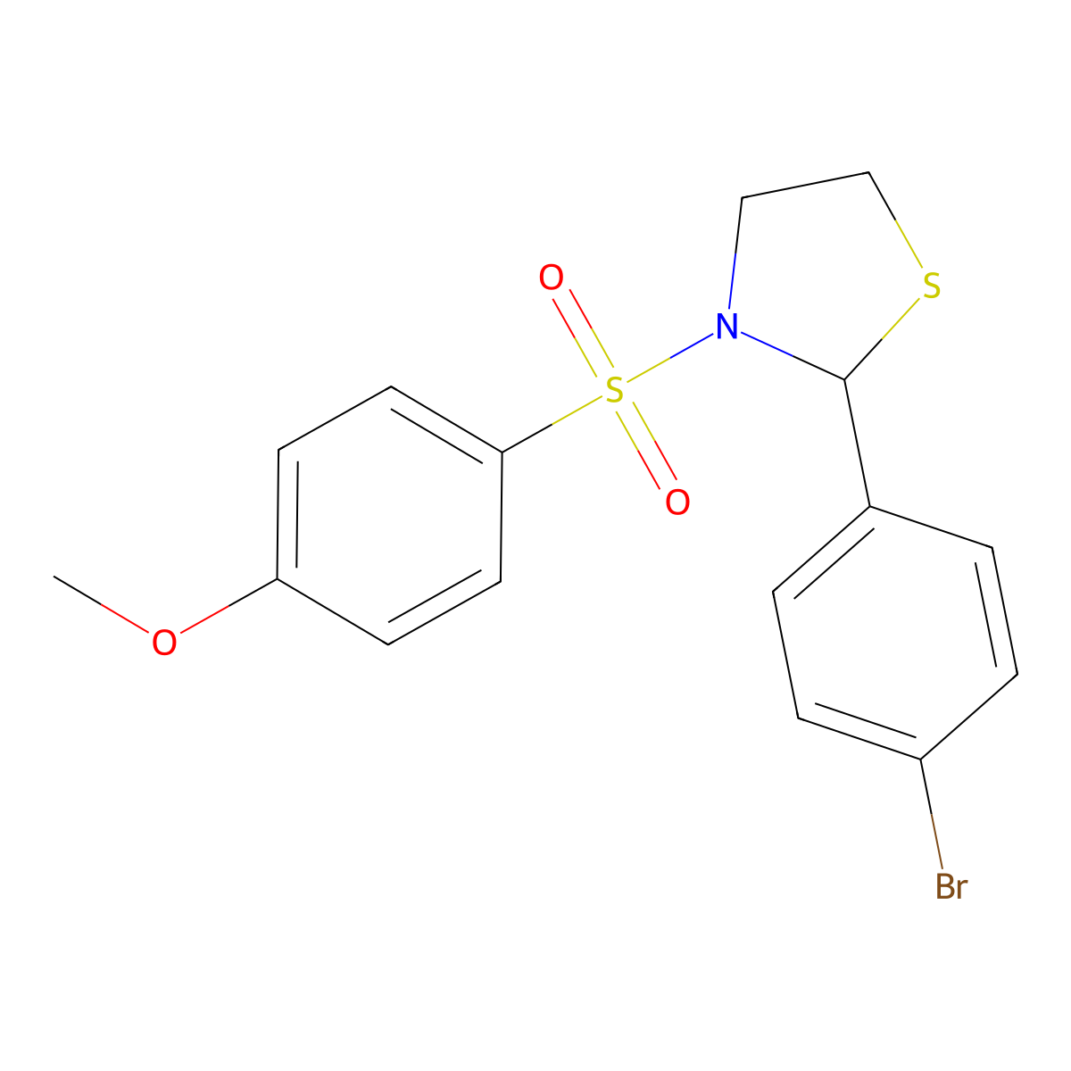 2-(4-Bromophenyl)-3-((4-methoxyphenyl)sulfonyl)thiazolidine molecular structure, CAS 397283-90-8