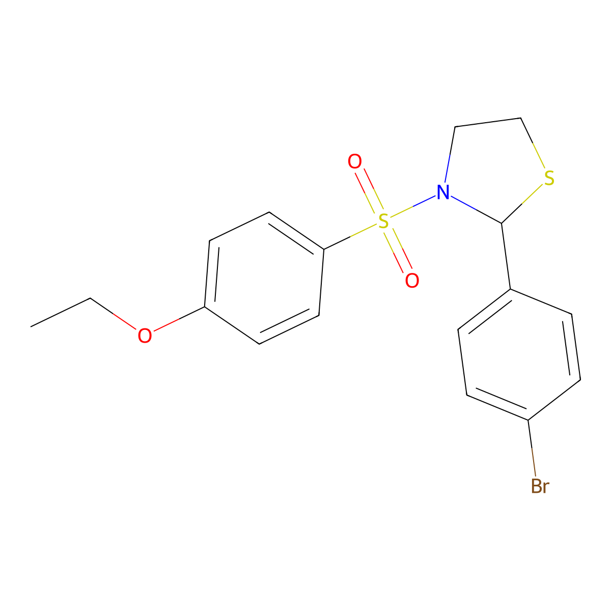 2-(4-Bromophenyl)-3-((4-ethoxyphenyl)sulfonyl)thiazolidine molecular structure, CAS 397283-92-0