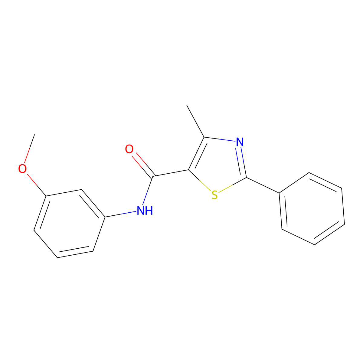 N-(3-methoxyphenyl)-4-methyl-2-phenyl-1,3-thiazole-5-carboxamide molecular structure, CAS 397284-65-0