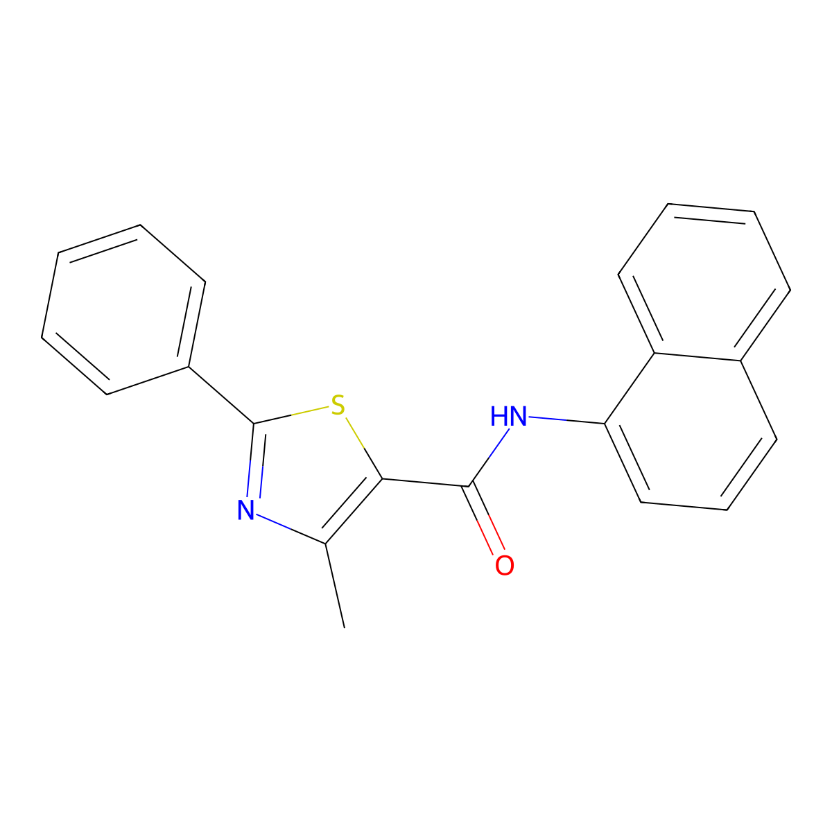 4-methyl-N-naphthalen-1-yl-2-phenyl-1,3-thiazole-5-carboxamide molecular structure, CAS 397284-69-4