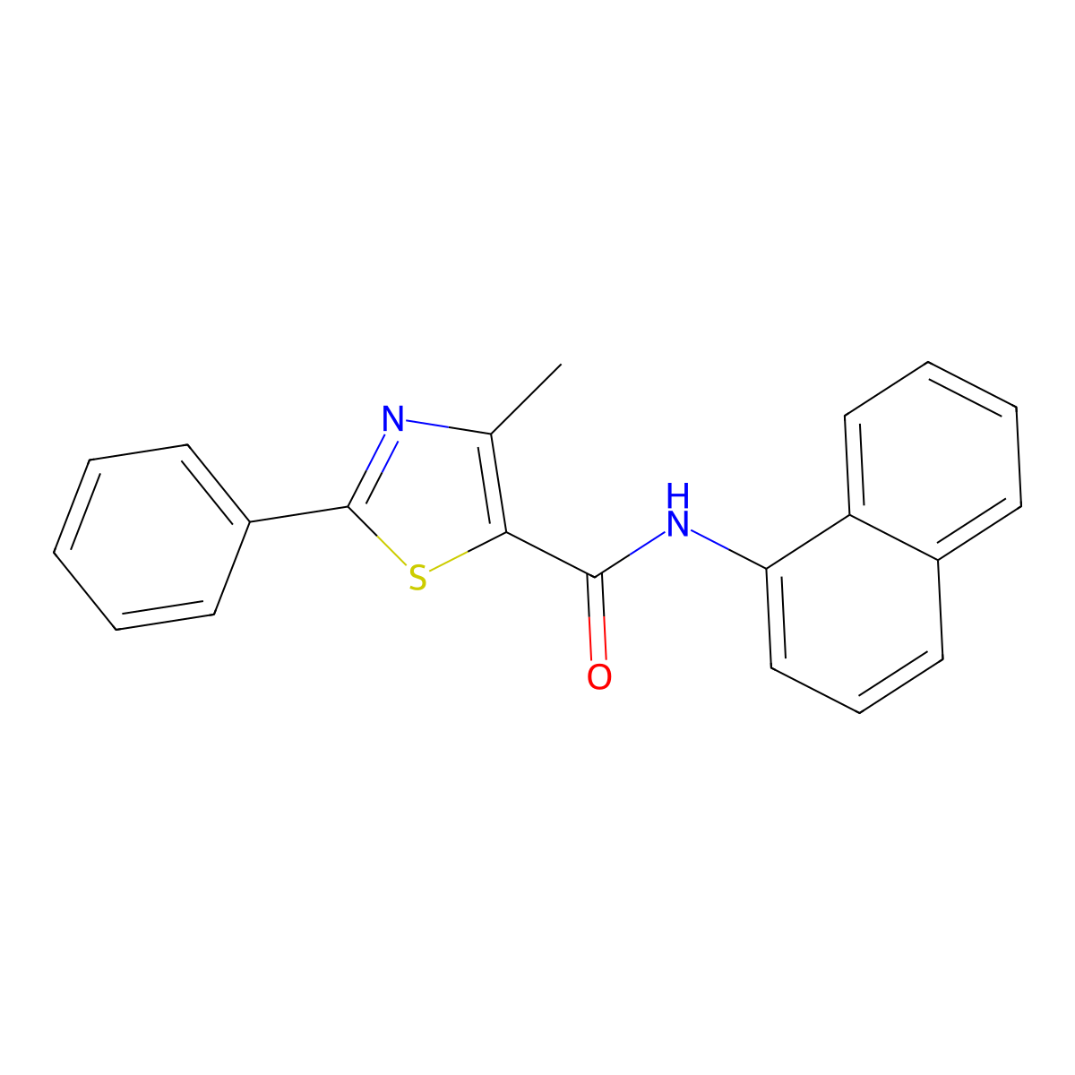 4-methyl-N-naphthalen-1-yl-2-phenyl-1,3-thiazole-5-carboxamide molecular structure, CAS 397284-69-4