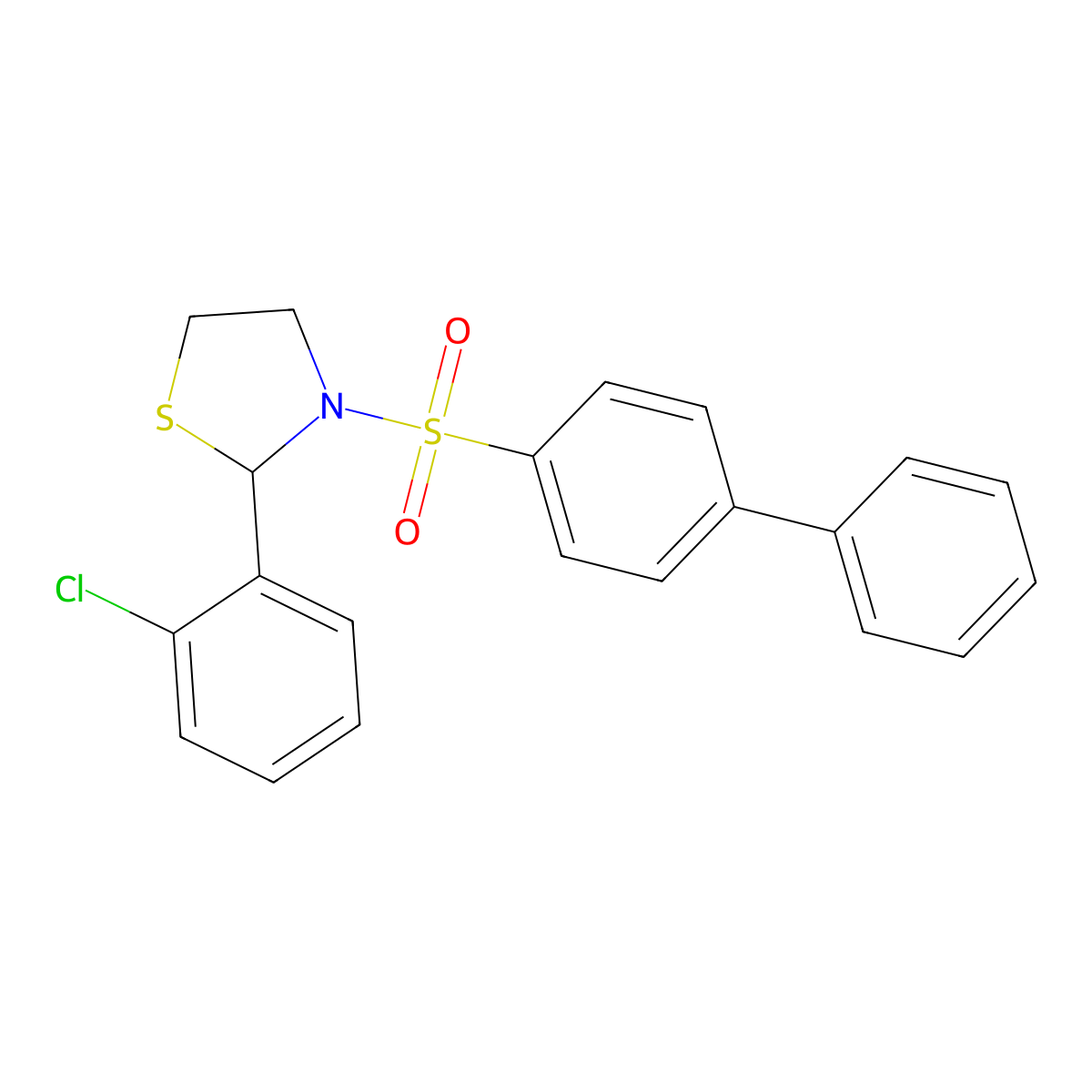 2-(2-Chlorophenyl)-3-(4-phenylphenyl)sulfonyl-1,3-thiazolidine molecular structure, CAS 397284-90-1