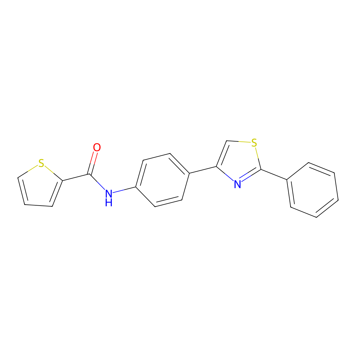 N-[4-(2-phenyl-1,3-thiazol-4-yl)phenyl]thiophene-2-carboxamide molecular structure, CAS 397285-04-0