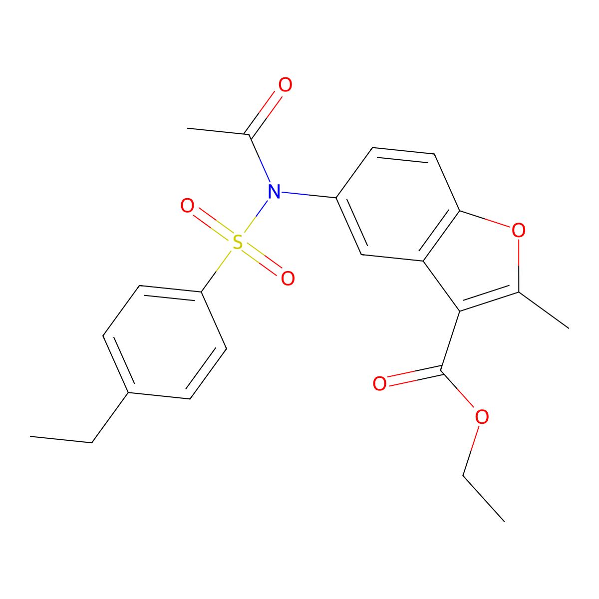 Ethyl 5-{acetyl[(4-ethylphenyl)sulfonyl]amino}-2-methyl-1-benzofuran-3-carboxylate molecular structure, CAS 397287-68-2