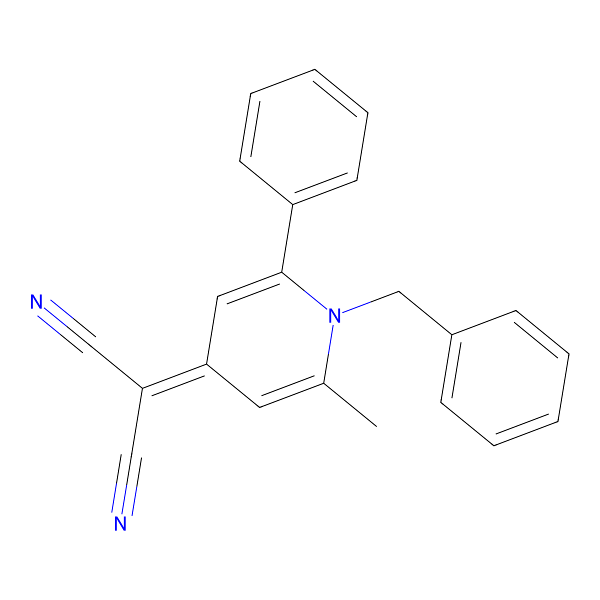 2-(1-Benzyl-2-methyl-6-phenylpyridin-4-ylidene)propanedinitrile molecular structure, CAS 397287-90-0
