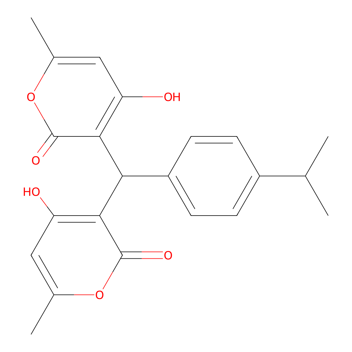 3,3'-((4-isopropylphenyl)methylene)bis(4-hydroxy-6-methyl-2H-pyran-2-one) molecular structure, CAS 397287-98-8