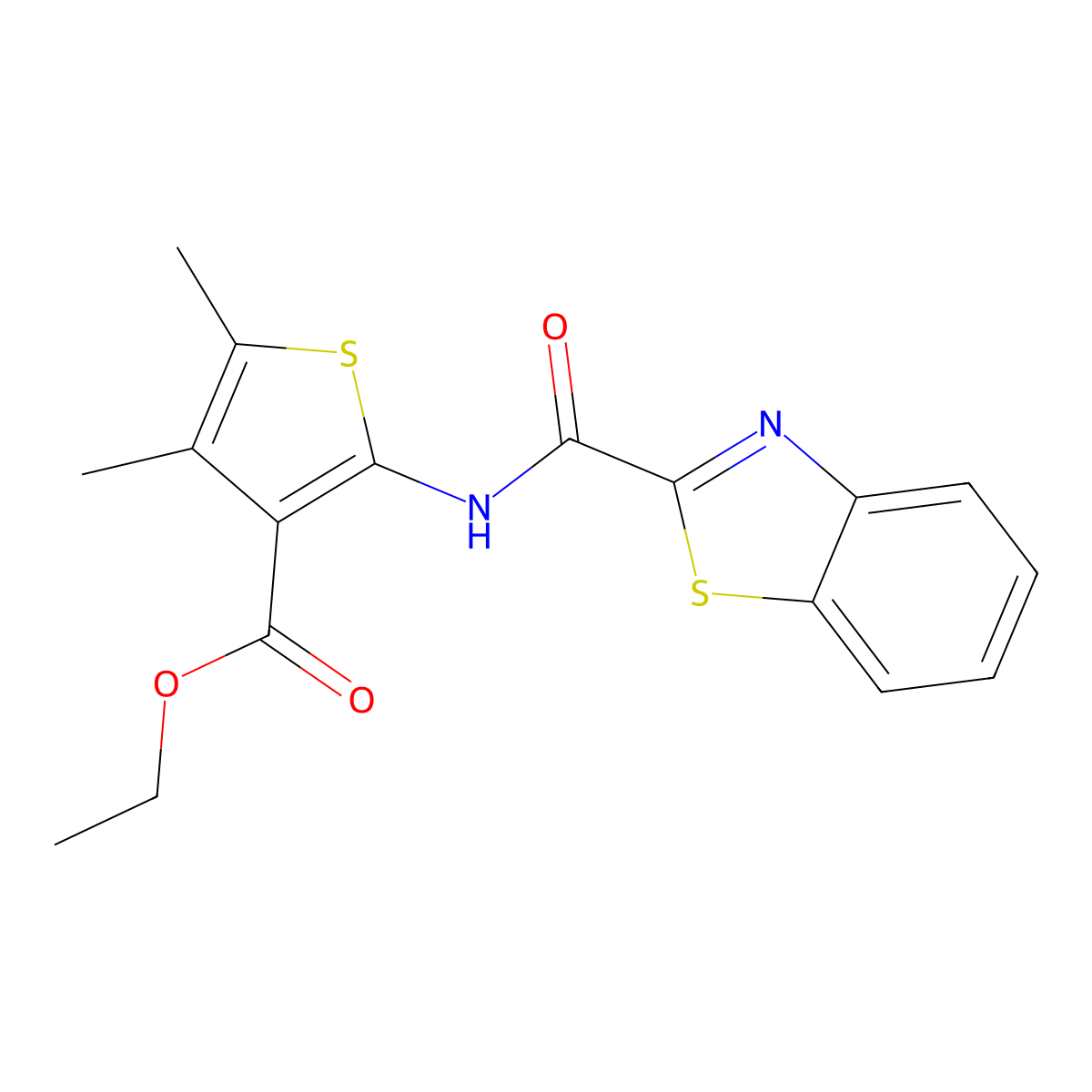Ethyl 2-(benzo[d]thiazole-2-carboxamido)-4,5-dimethylthiophene-3-carboxylate molecular structure, CAS 397288-10-7