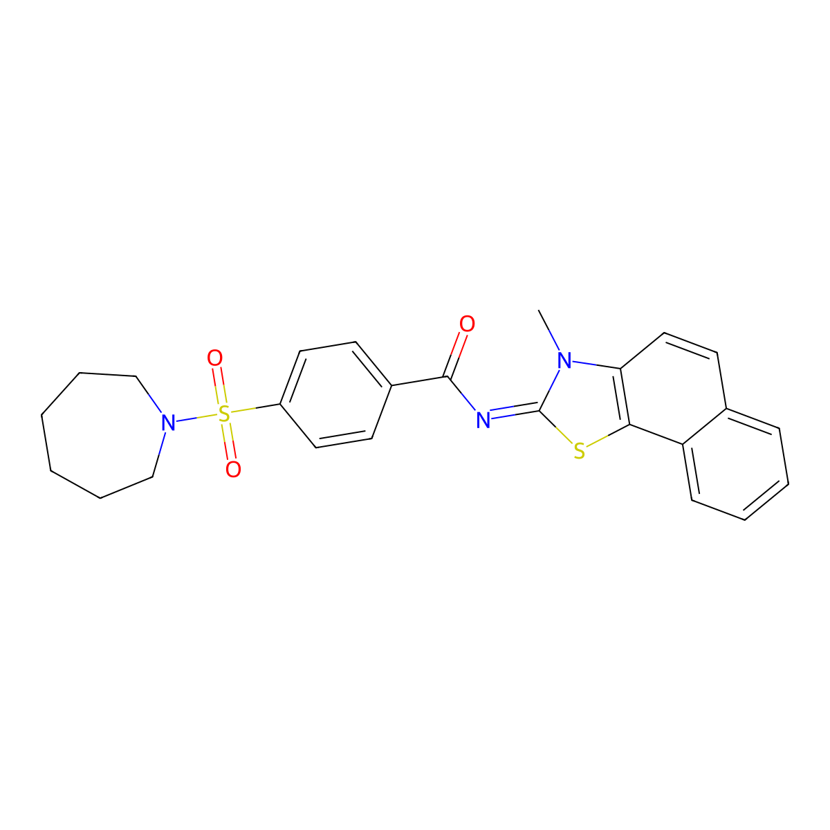 4-(azepan-1-ylsulfonyl)-N-(3-methylbenzo[g][1,3]benzothiazol-2-ylidene)benzamide molecular structure, CAS 397288-36-7