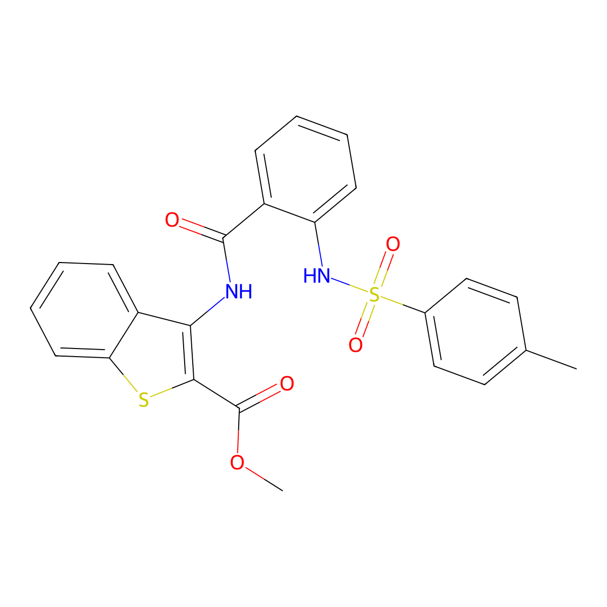 Methyl 3-[[2-[(4-methylphenyl)sulfonylamino]benzoyl]amino]-1-benzothiophene-2-carboxylate molecular structure, CAS 397288-54-9