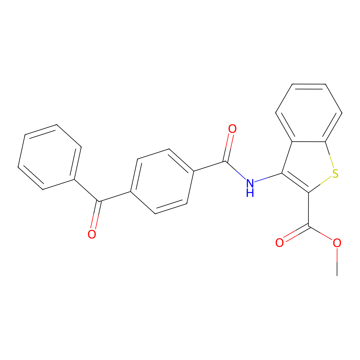 Methyl 3-(4-benzoylbenzamido)benzo[b]thiophene-2-carboxylate molecular structure, CAS 397288-57-2