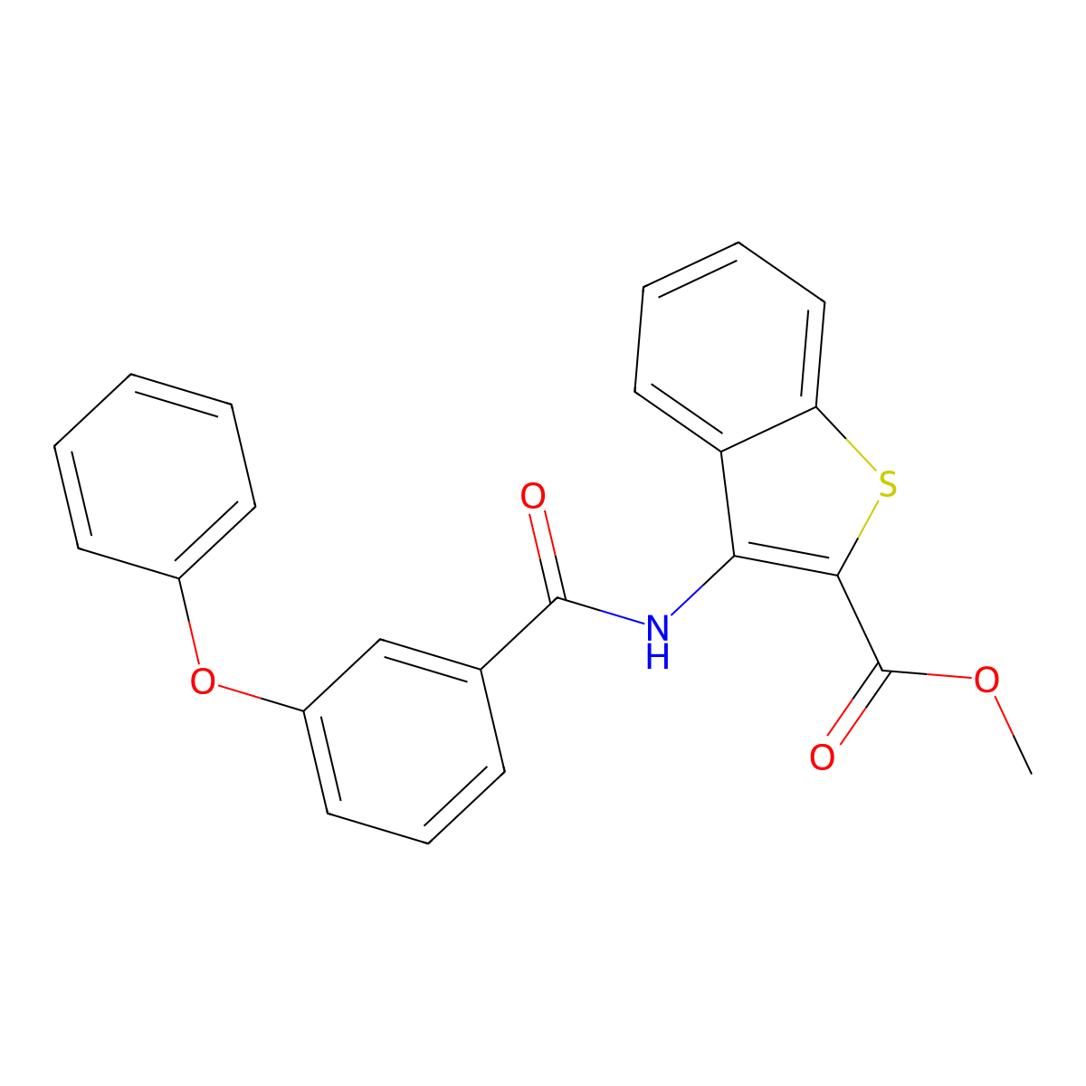 Methyl 3-(3-phenoxybenzamido)benzo[b]thiophene-2-carboxylate molecular structure, CAS 397288-58-3