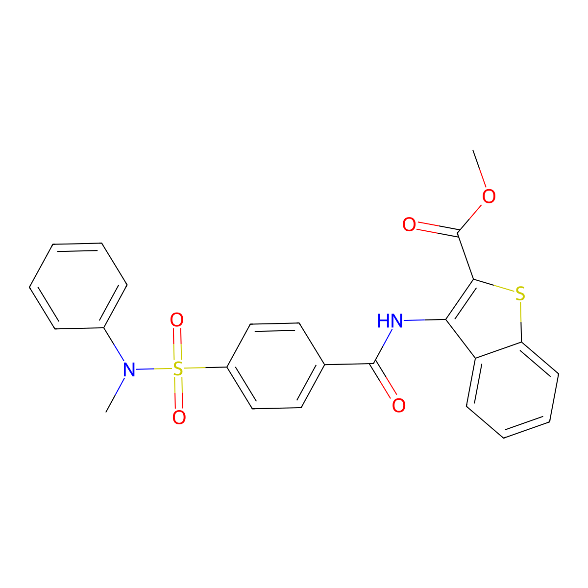 methyl 3-(4-(N-methyl-N-phenylsulfamoyl)benzamido)benzo[b]thiophene-2-carboxylate molecular structure, CAS 397288-60-7