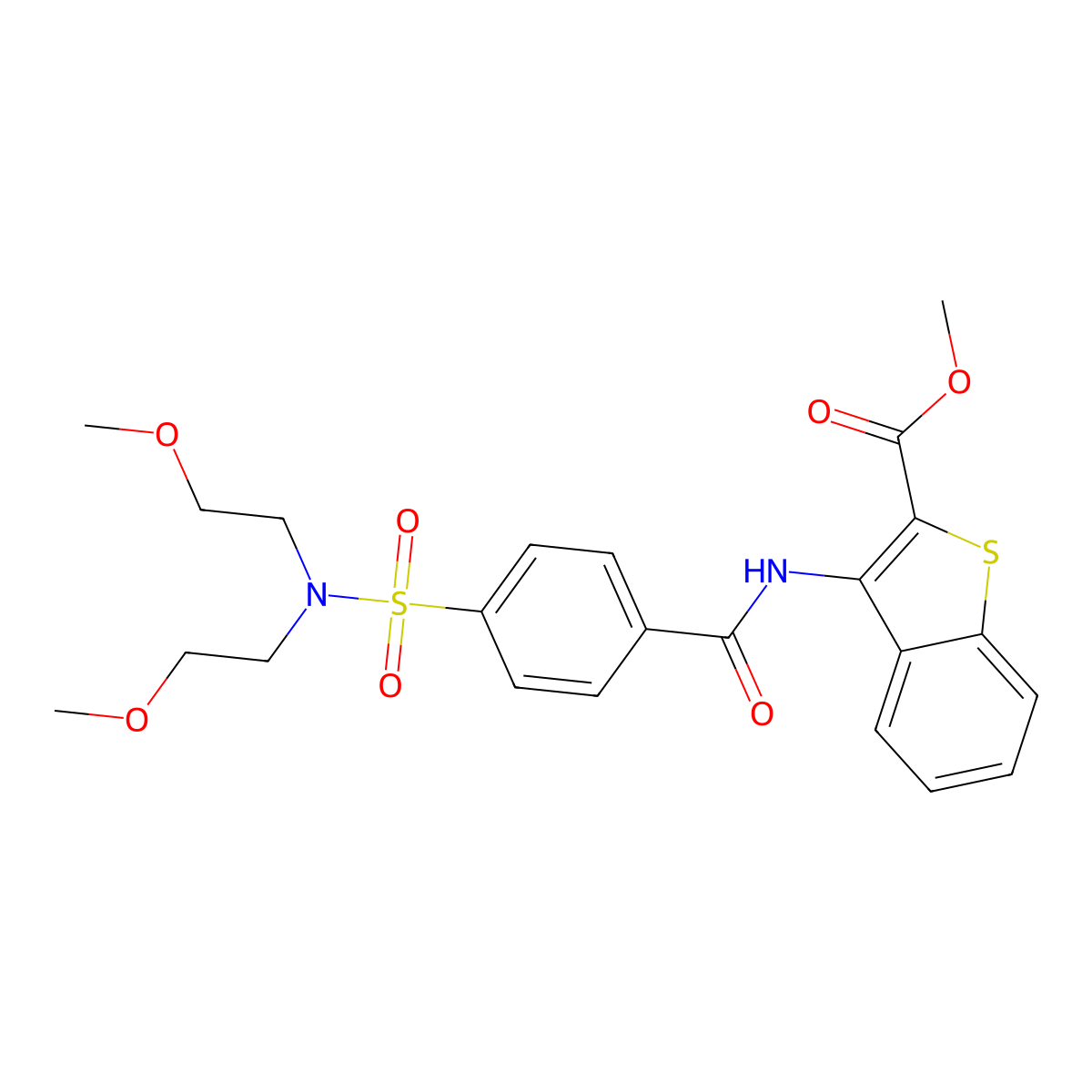 methyl 3-(4-(N,N-bis(2-methoxyethyl)sulfamoyl)benzamido)benzo[b]thiophene-2-carboxylate molecular structure, CAS 397288-63-0