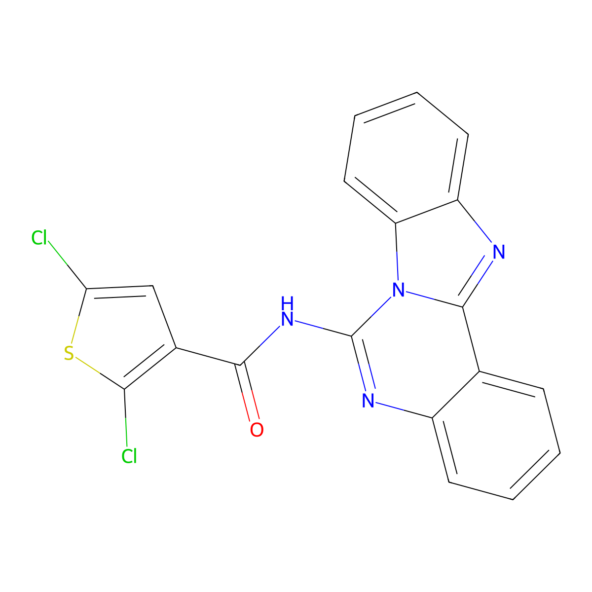 N-(benzimidazolo[1,2-c]quinazolin-6-yl)-2,5-dichlorothiophene-3-carboxamide molecular structure, CAS 397288-86-7