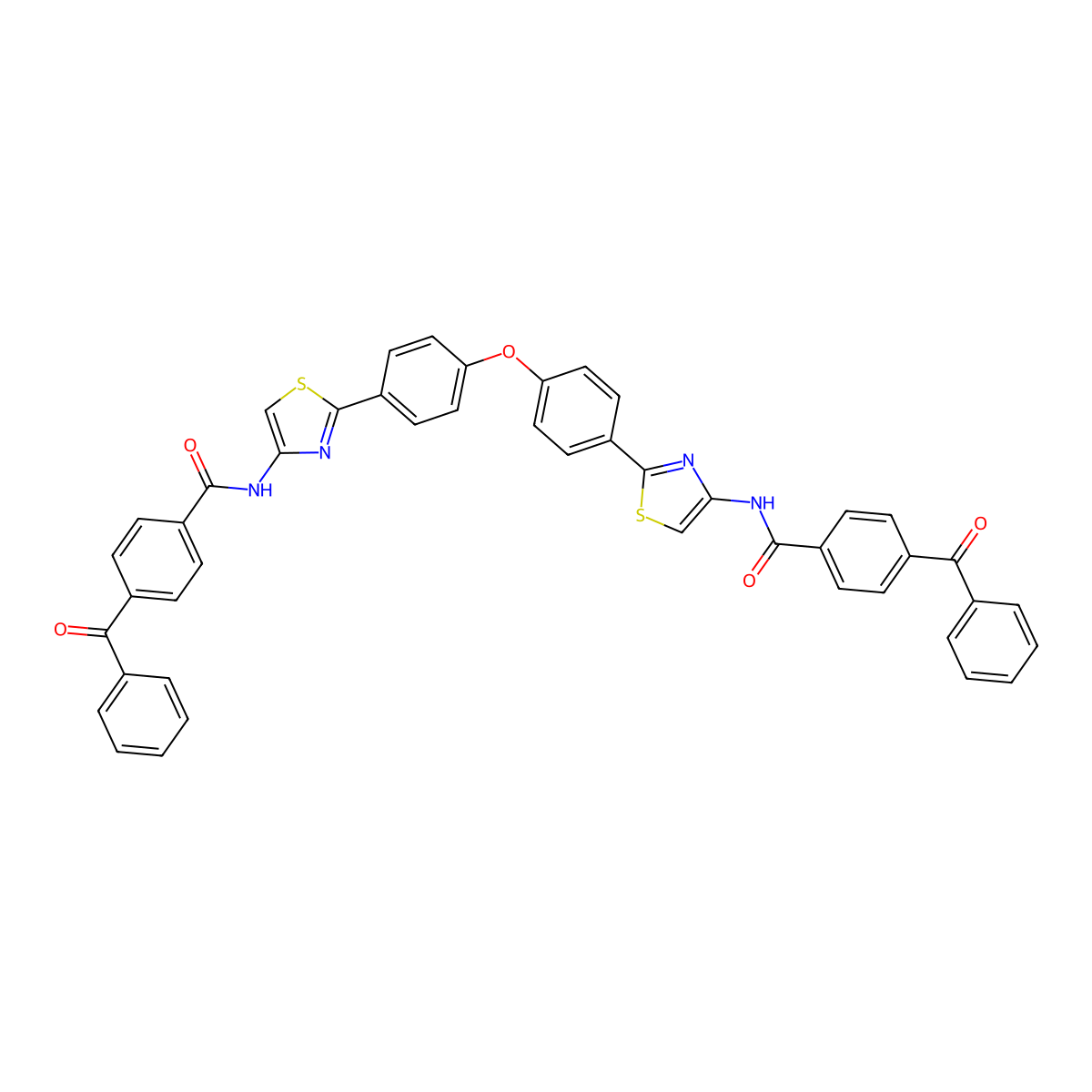 4-benzoyl-N-[2-[4-[4-[4-[(4-benzoylbenzoyl)amino]-1,3-thiazol-2-yl]phenoxy]phenyl]-1,3-thiazol-4-yl]benzamide molecular structure, CAS 397288-95-8