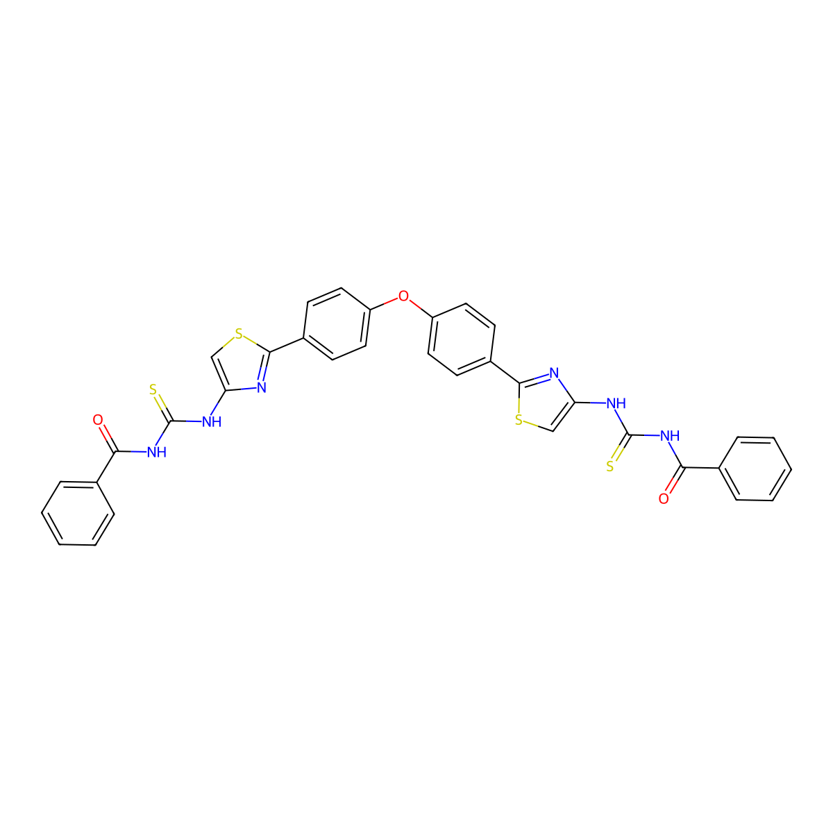 N-[[2-[4-[4-[4-(benzoylcarbamothioylamino)-1,3-thiazol-2-yl]phenoxy]phenyl]-1,3-thiazol-4-yl]carbamothioyl]benzamide molecular structure, CAS 397288-98-1