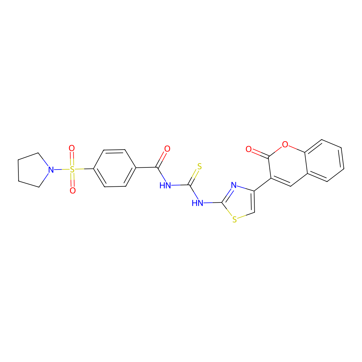 N-((4-(2-oxo-2H-chromen-3-yl)thiazol-2-yl)carbamothioyl)-4-(pyrrolidin-1-ylsulfonyl)benzamide molecular structure, CAS 397289-26-8
