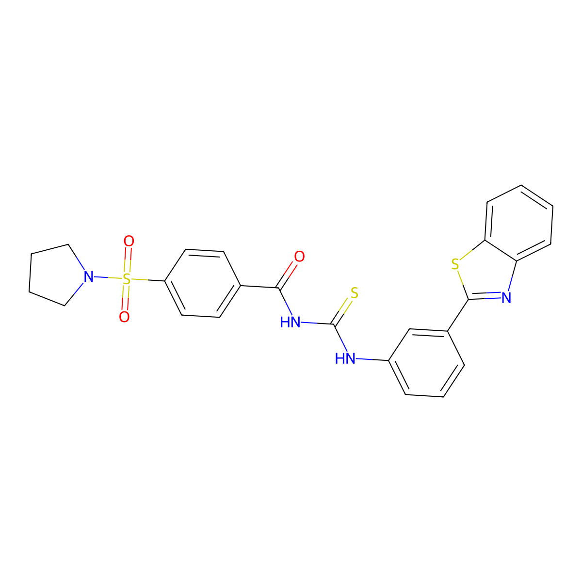 N-((3-(benzo[d]thiazol-2-yl)phenyl)carbamothioyl)-4-(pyrrolidin-1-ylsulfonyl)benzamide molecular structure, CAS 397289-29-1