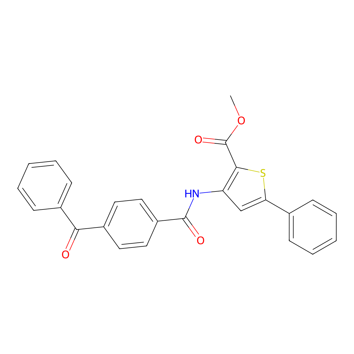 Methyl 3-(4-benzoylbenzamido)-5-phenylthiophene-2-carboxylate molecular structure, CAS 397289-34-8