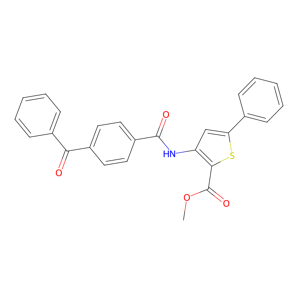 Methyl 3-(4-benzoylbenzamido)-5-phenylthiophene-2-carboxylate molecular structure, CAS 397289-34-8
