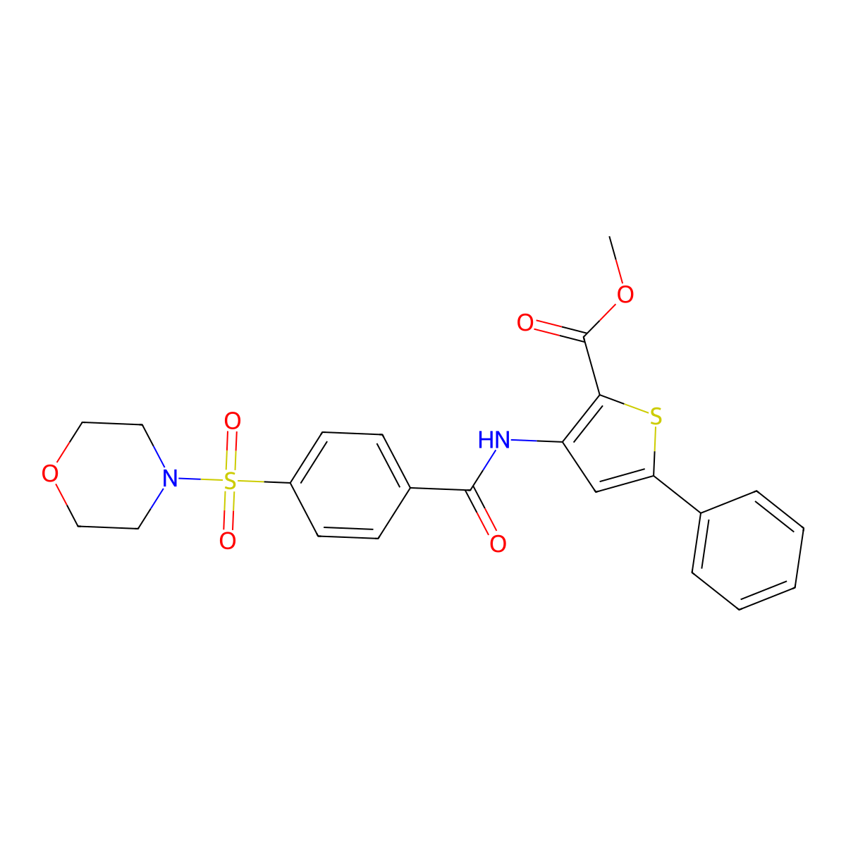 Methyl 3-(4-(morpholinosulfonyl)benzamido)-5-phenylthiophene-2-carboxylate molecular structure, CAS 397289-37-1