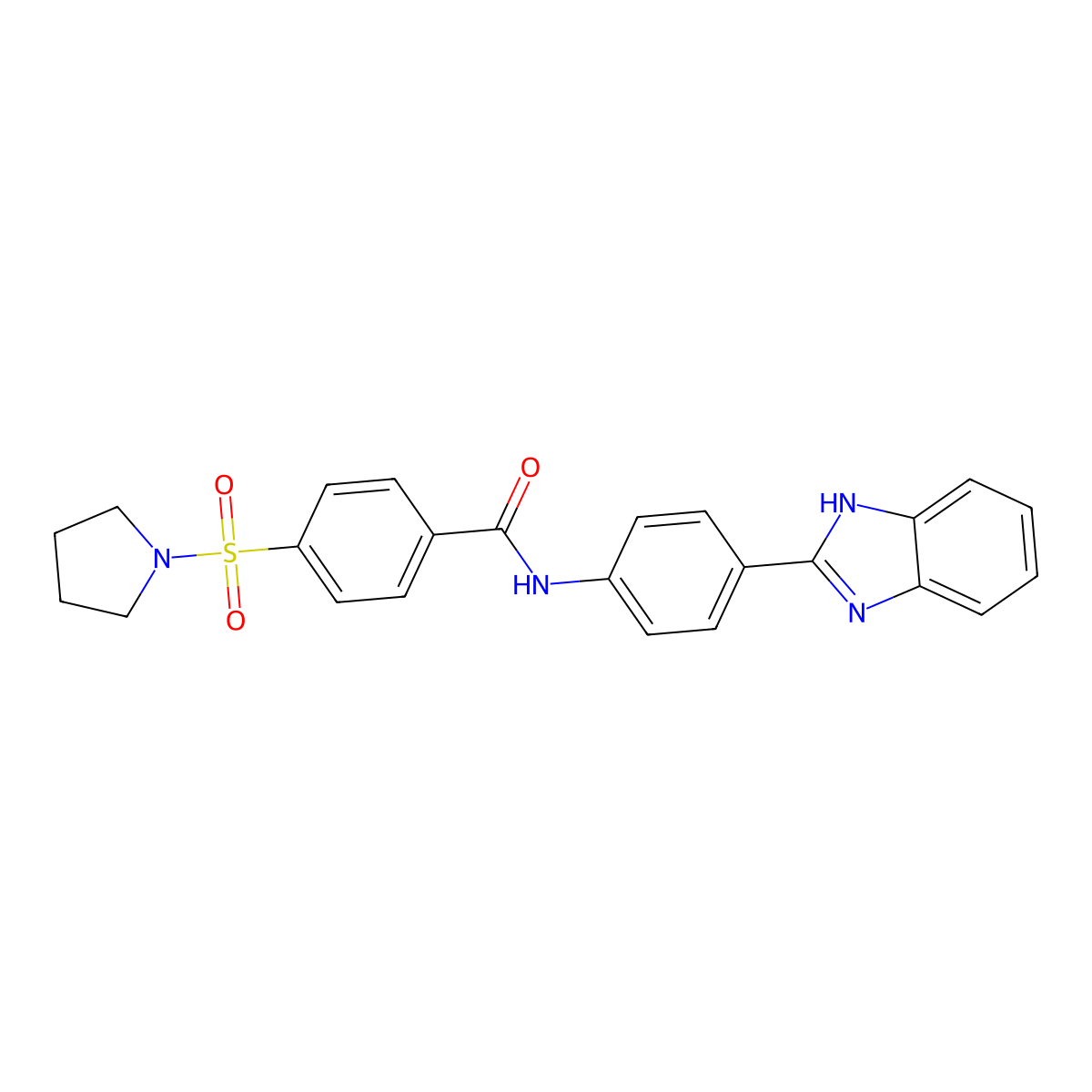 N-(4-(1H-benzo[d]imidazol-2-yl)phenyl)-4-(pyrrolidin-1-ylsulfonyl)benzamide molecular structure, CAS 397289-68-8