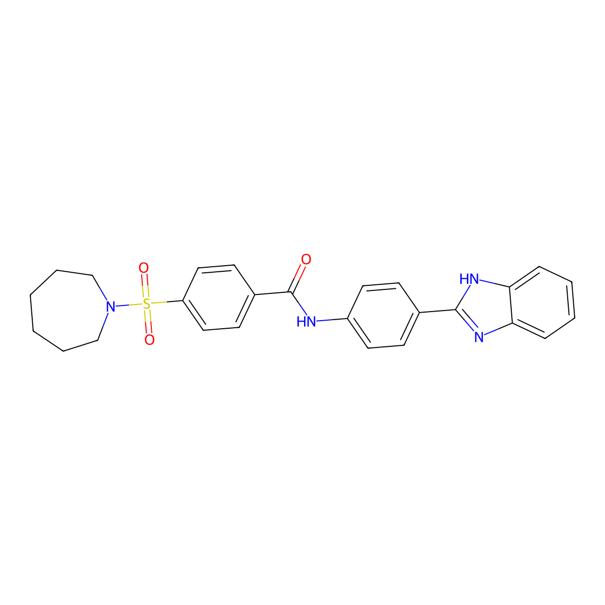 4-(azepan-1-ylsulfonyl)-N-[4-(1H-benzimidazol-2-yl)phenyl]benzamide molecular structure, CAS 397289-72-4