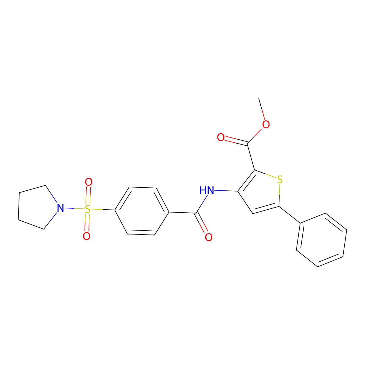 Methyl 5-phenyl-3-[(4-pyrrolidin-1-ylsulfonylbenzoyl)amino]thiophene-2-carboxylate molecular structure, CAS 397289-77-9