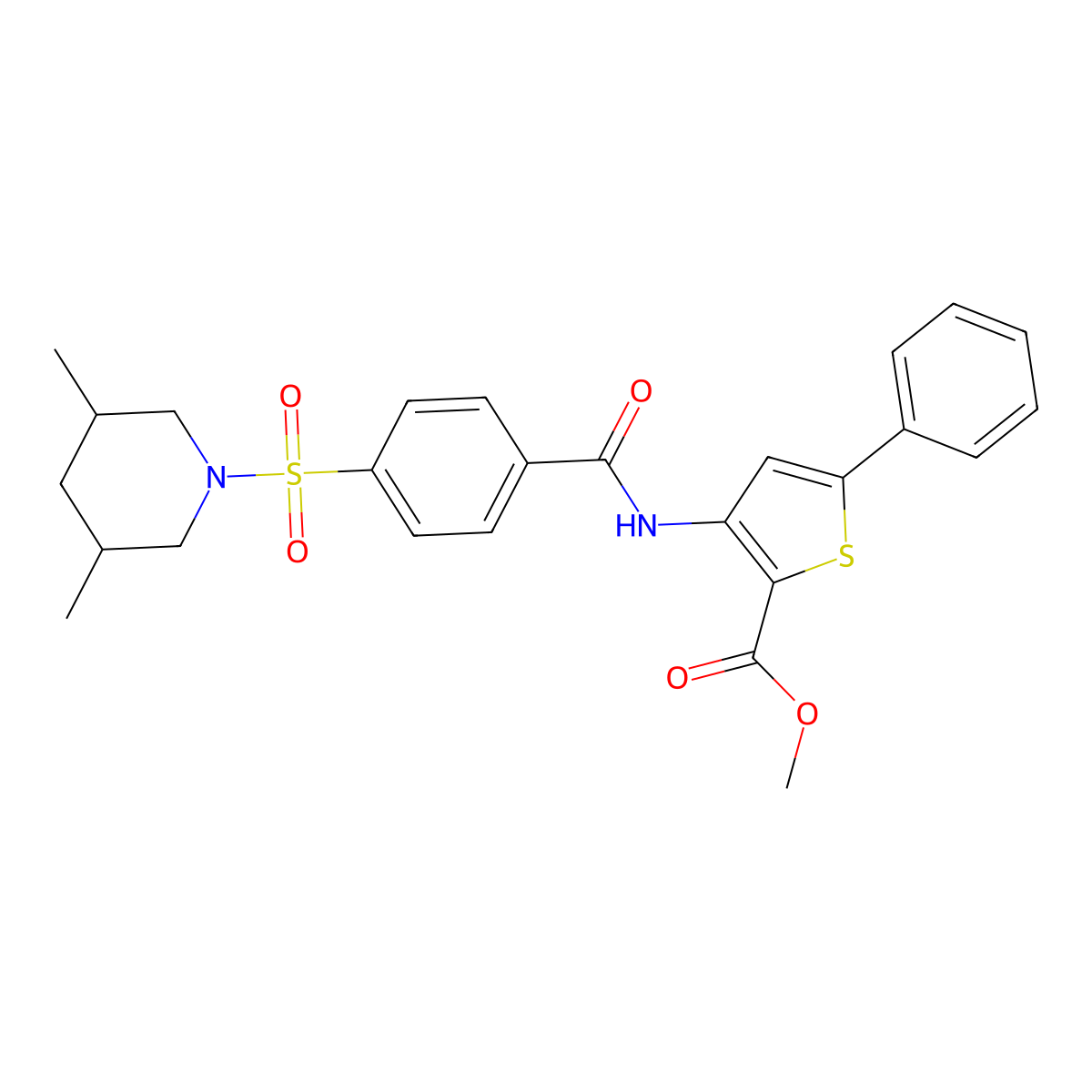 Methyl 3-{4-[(3,5-dimethylpiperidin-1-yl)sulfonyl]benzamido}-5-phenylthiophene-2-carboxylate molecular structure, CAS 397289-79-1