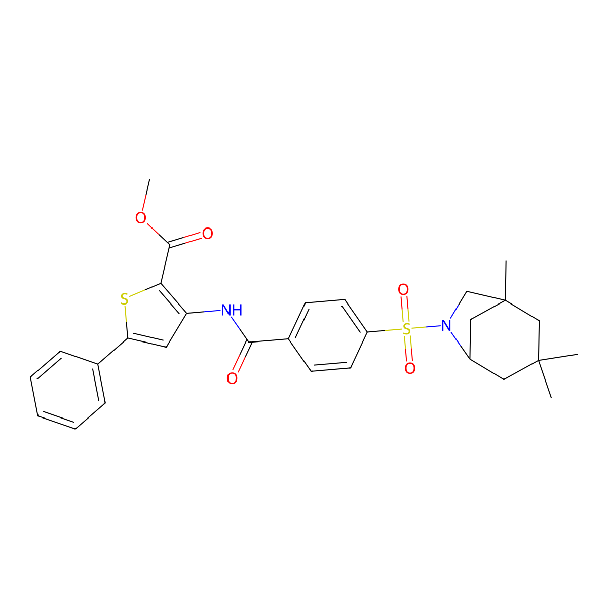 Methyl 5-phenyl-3-(4-((1,3,3-trimethyl-6-azabicyclo[3.2.1]octan-6-yl)sulfonyl)benzamido)thiophene-2-carboxylate molecular structure, CAS 397289-81-5