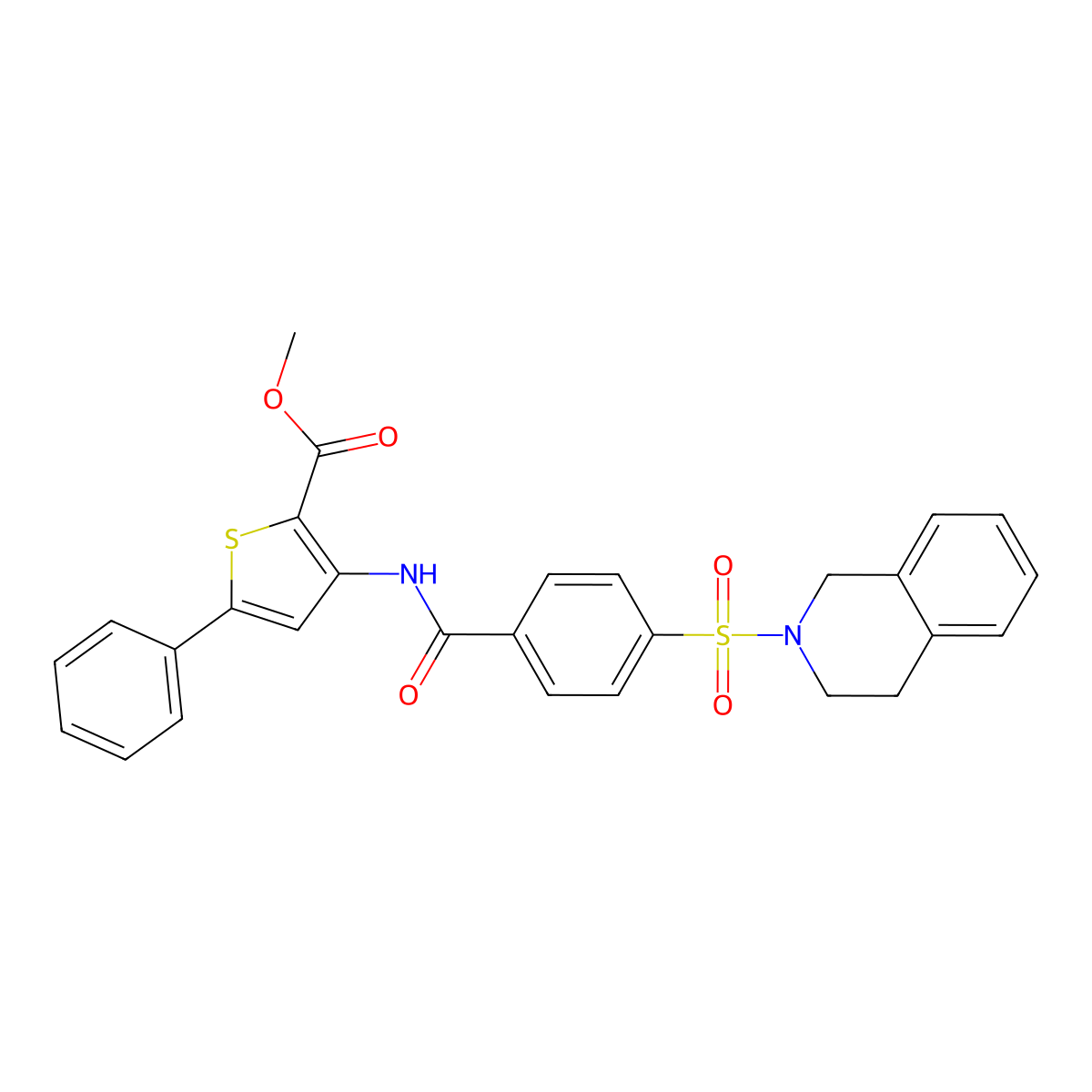 methyl 3-(4-((3,4-dihydroisoquinolin-2(1H)-yl)sulfonyl)benzamido)-5-phenylthiophene-2-carboxylate molecular structure, CAS 397289-83-7