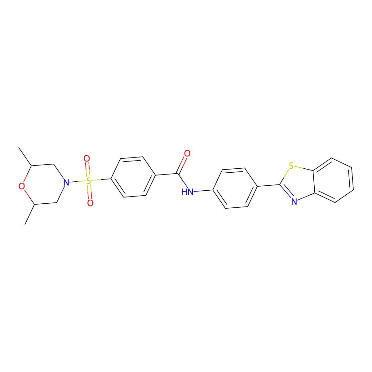 N-(4-(benzo[d]thiazol-2-yl)phenyl)-4-((2,6-dimethylmorpholino)sulfonyl)benzamide molecular structure, CAS 397289-85-9