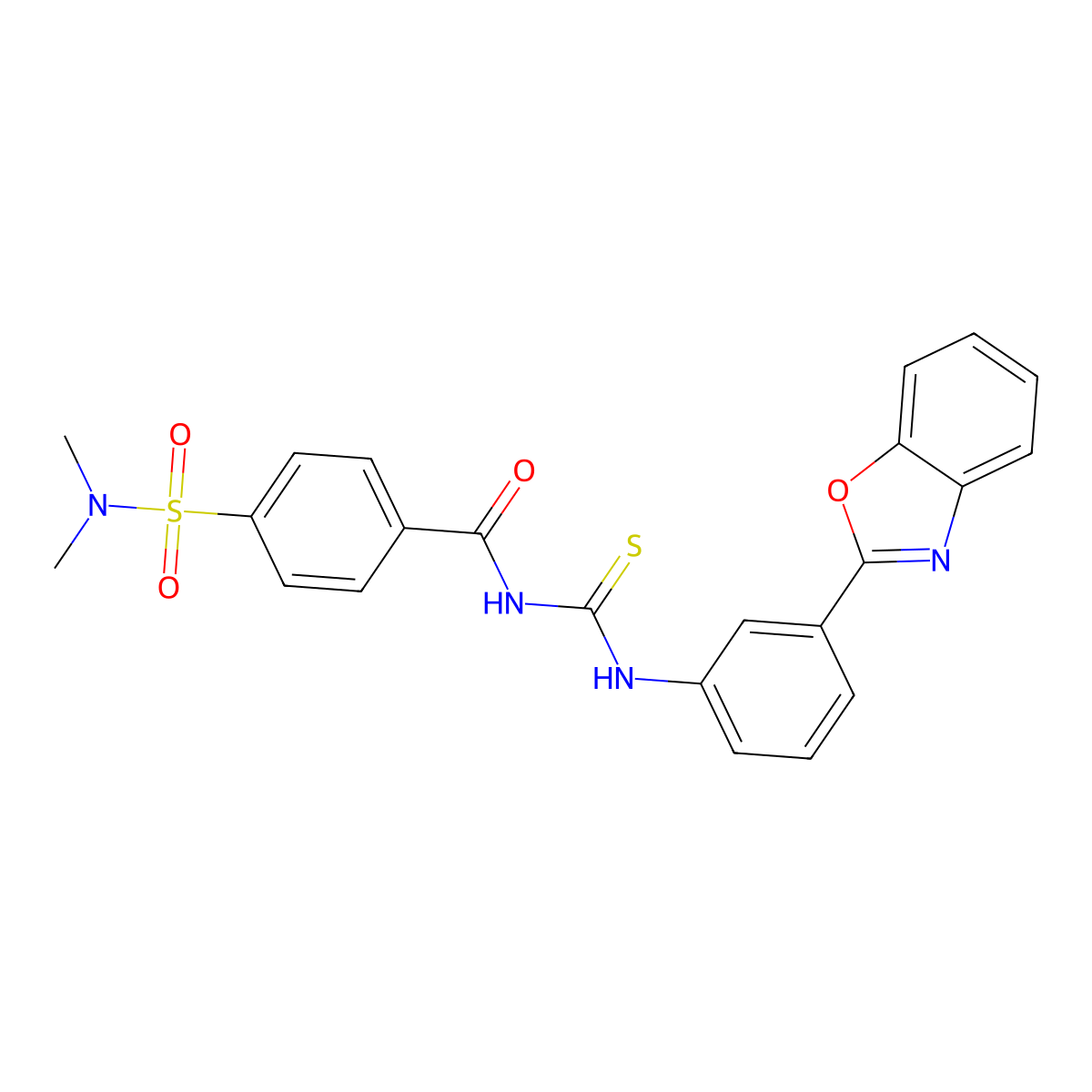 N-((3-(benzo[d]oxazol-2-yl)phenyl)carbamothioyl)-4-(N,N-dimethylsulfamoyl)benzamide molecular structure, CAS 397289-95-1