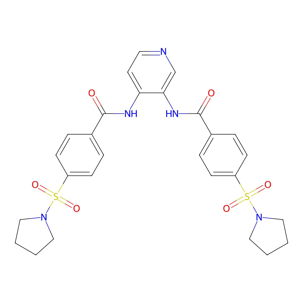 4-pyrrolidin-1-ylsulfonyl-N-[3-[(4-pyrrolidin-1-ylsulfonylbenzoyl)amino]pyridin-4-yl]benzamide molecular structure, CAS 397290-06-1
