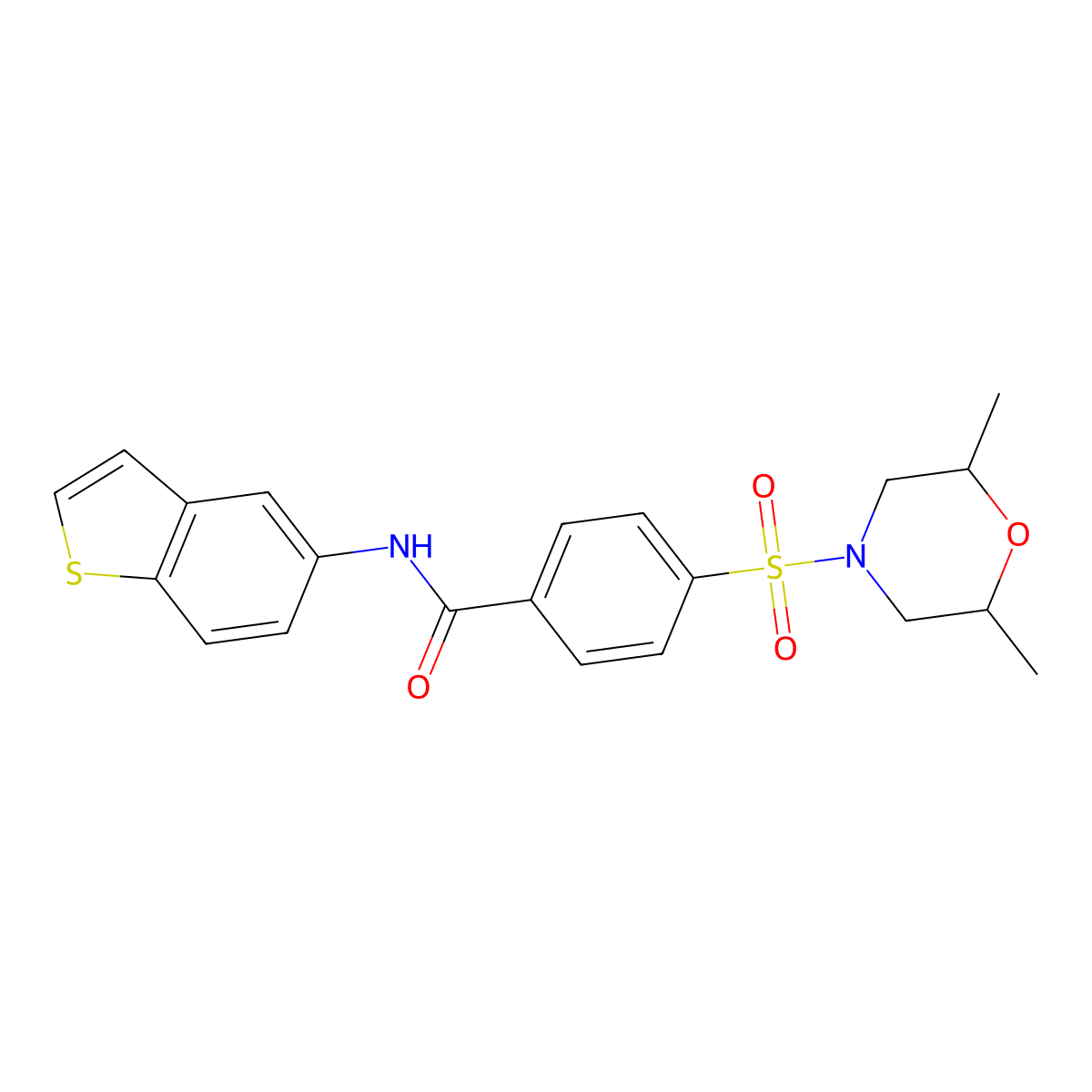 N-(benzo[b]thiophen-5-yl)-4-((2,6-dimethylmorpholino)sulfonyl)benzamide molecular structure, CAS 397290-18-5