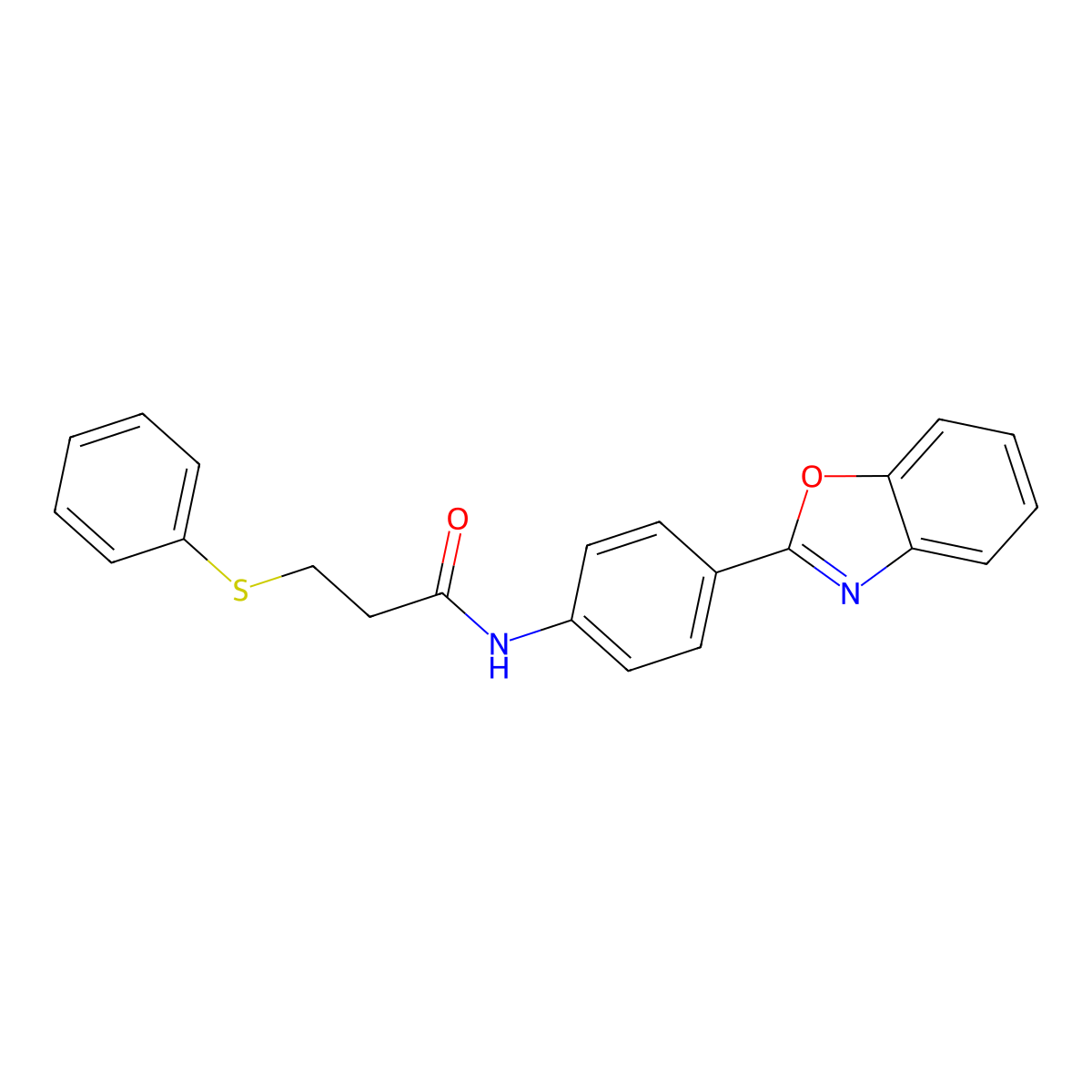 N-(4-(benzo[d]oxazol-2-yl)phenyl)-3-(phenylthio)propanamide molecular structure, CAS 397290-50-5