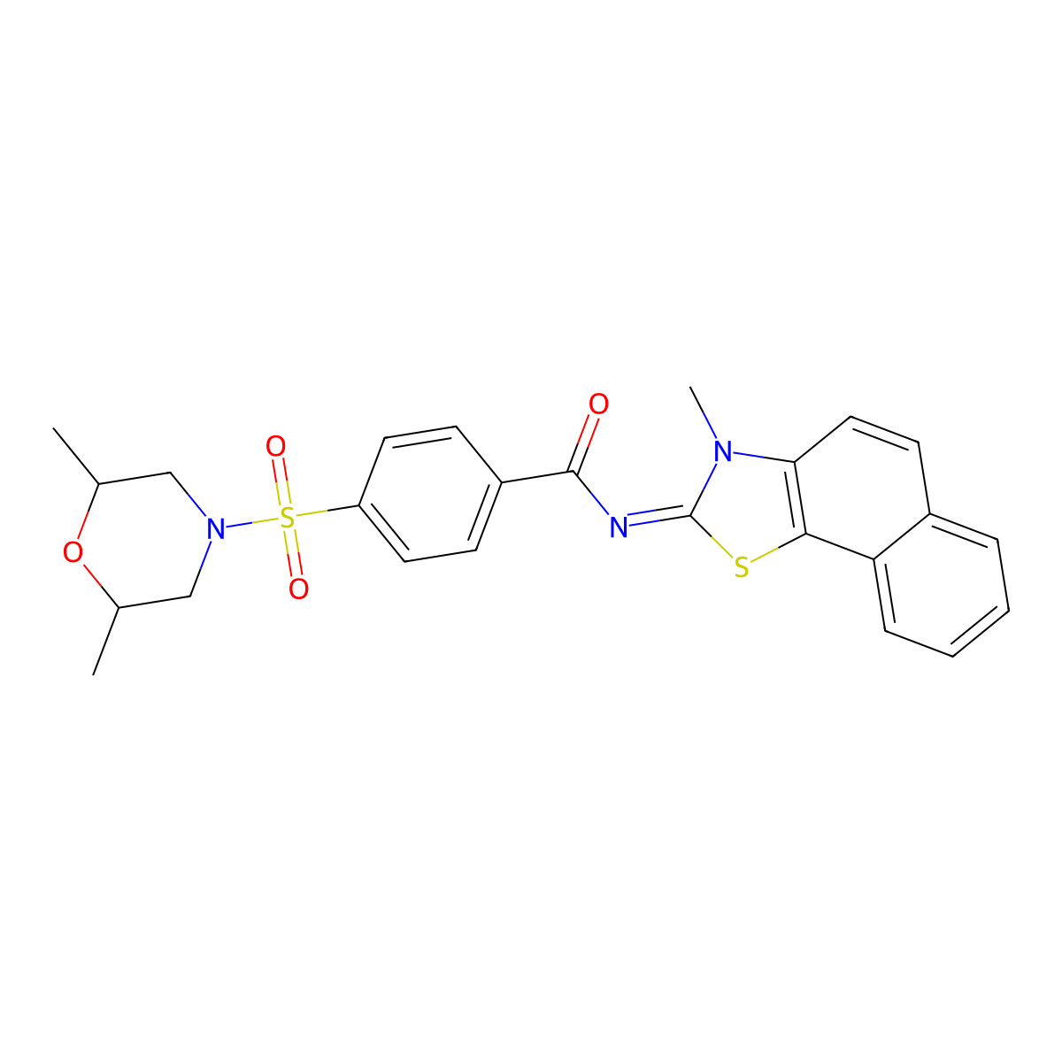 (E)-4-((2,6-dimethylmorpholino)sulfonyl)-N-(3-methylnaphtho[2,1-d]thiazol-2(3H)-ylidene)benzamide molecular structure, CAS 397290-54-9
