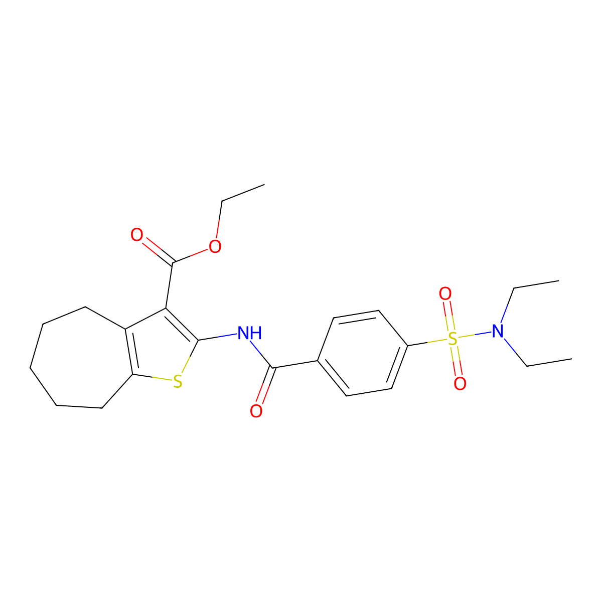ethyl 2-(4-(N,N-diethylsulfamoyl)benzamido)-5,6,7,8-tetrahydro-4H-cyclohepta[b]thiophene-3-carboxylate molecular structure, CAS 397290-56-1