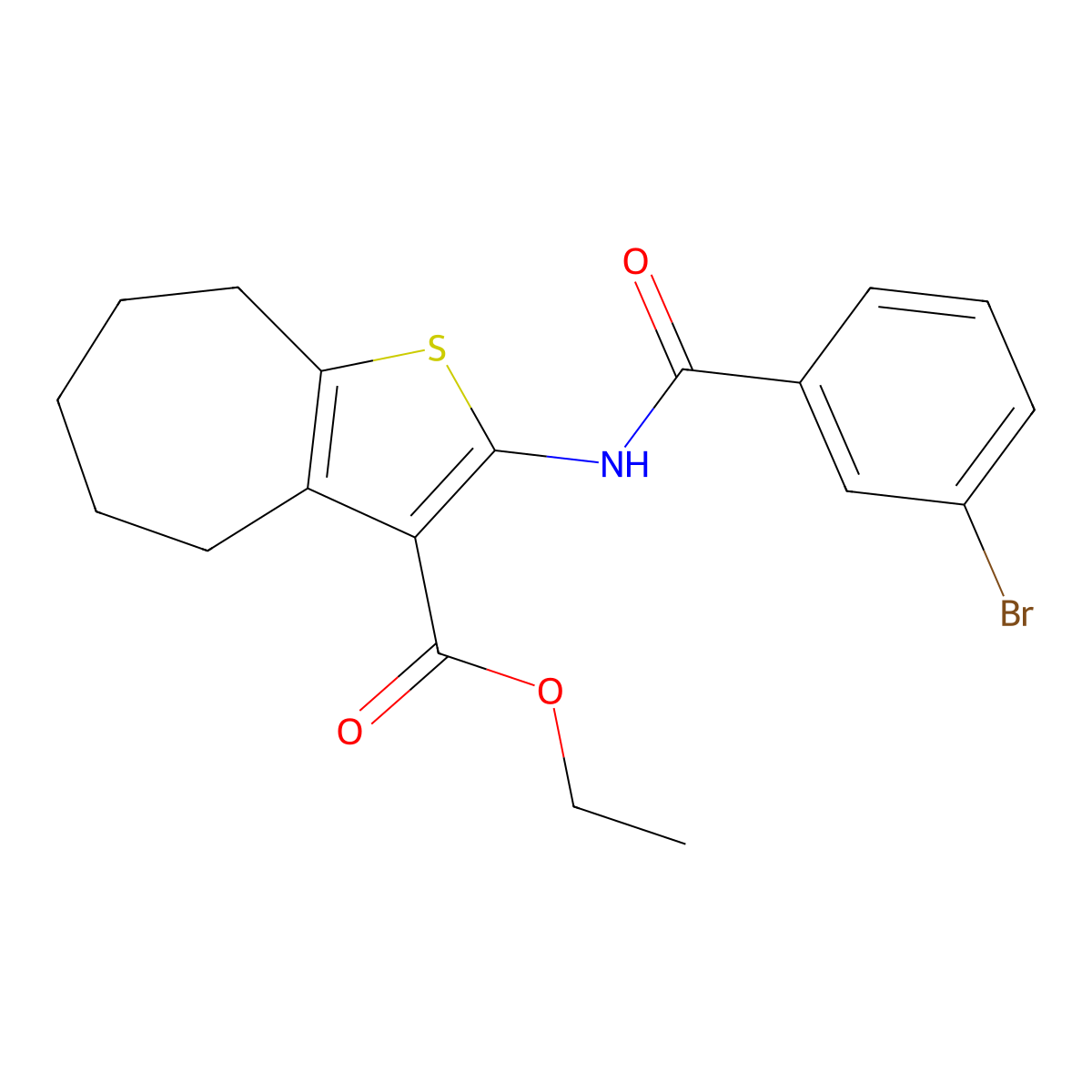 ethyl 2-[(3-bromobenzoyl)amino]-5,6,7,8-tetrahydro-4H-cyclohepta[b]thiophene-3-carboxylate molecular structure, CAS 397290-58-3