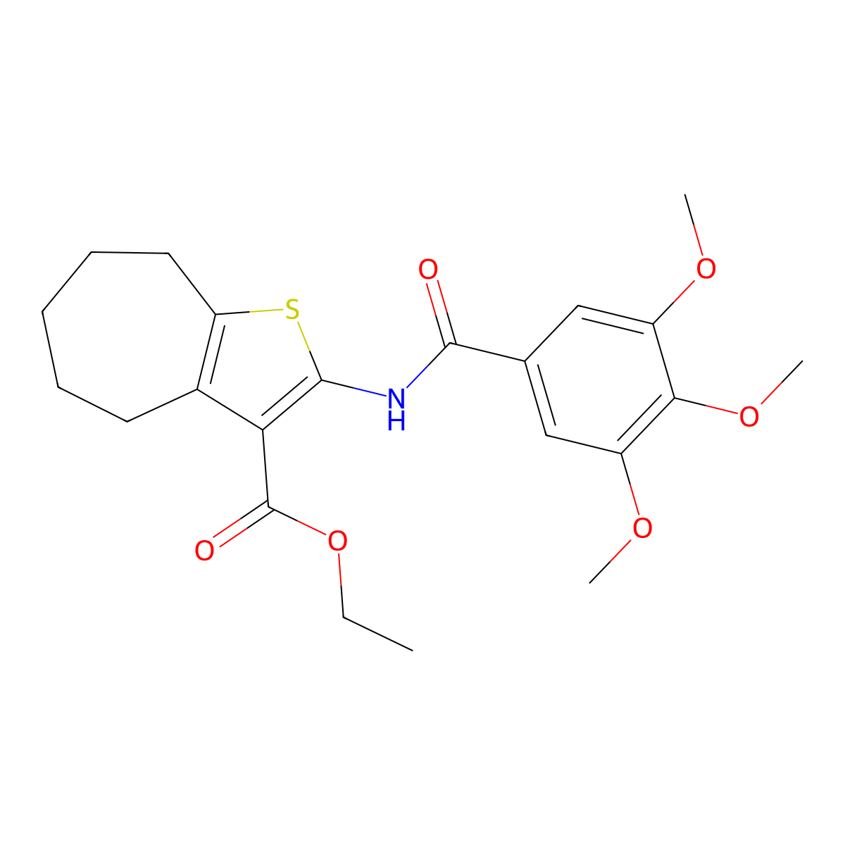 ethyl 2-[(3,4,5-trimethoxybenzoyl)amino]-5,6,7,8-tetrahydro-4H-cyclohepta[b]thiophene-3-carboxylate molecular structure, CAS 397290-60-7
