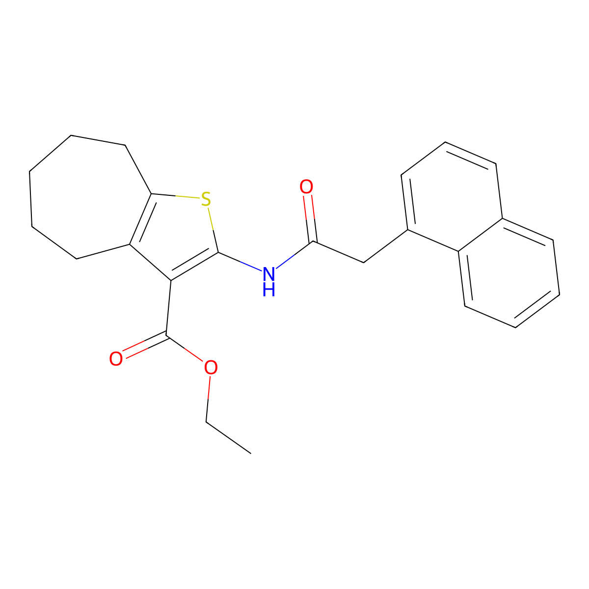 ethyl 2-(2-(naphthalen-1-yl)acetamido)-5,6,7,8-tetrahydro-4H-cyclohepta[b]thiophene-3-carboxylate molecular structure, CAS 397290-65-2