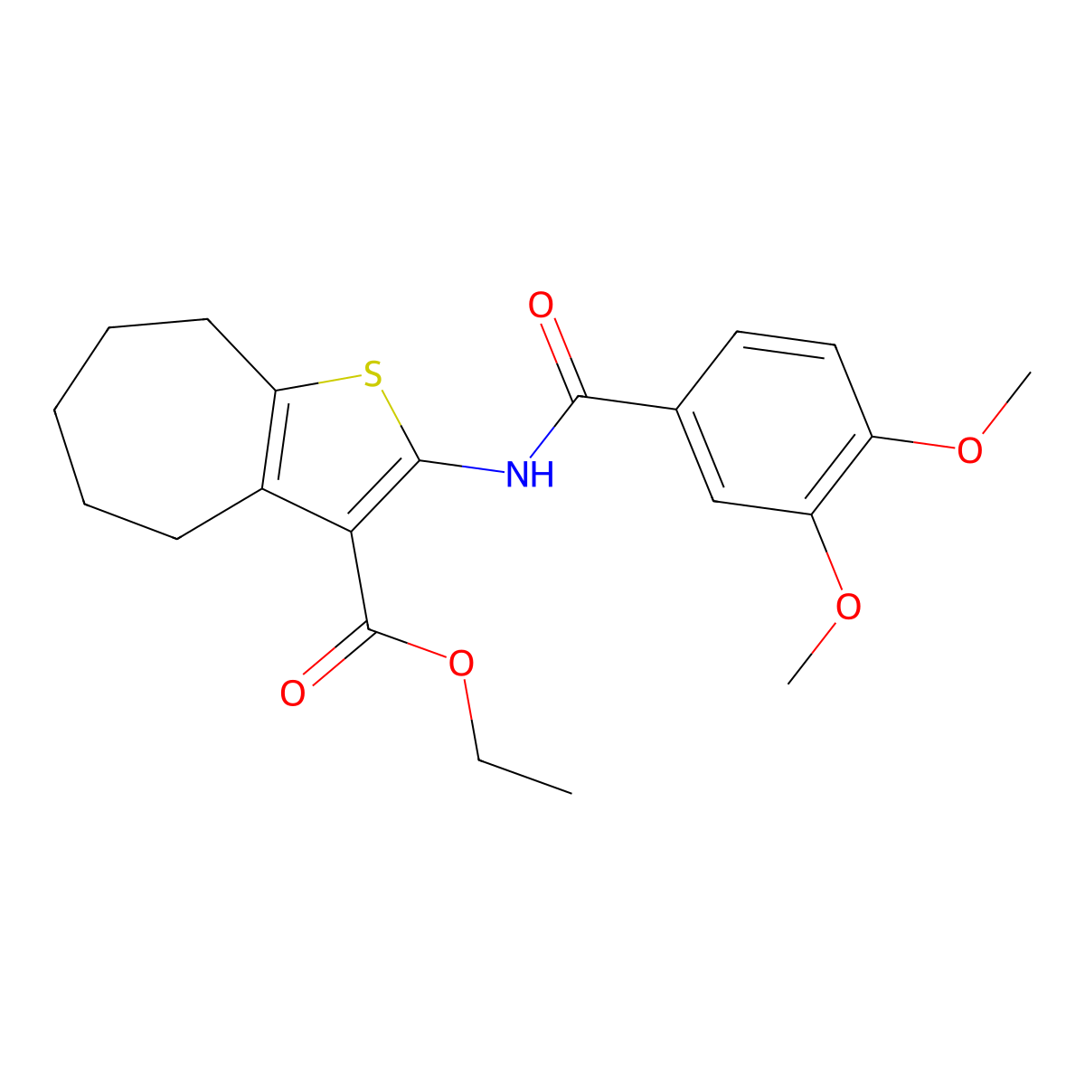 ethyl 2-[(3,4-dimethoxybenzoyl)amino]-5,6,7,8-tetrahydro-4H-cyclohepta[b]thiophene-3-carboxylate molecular structure, CAS 397290-67-4