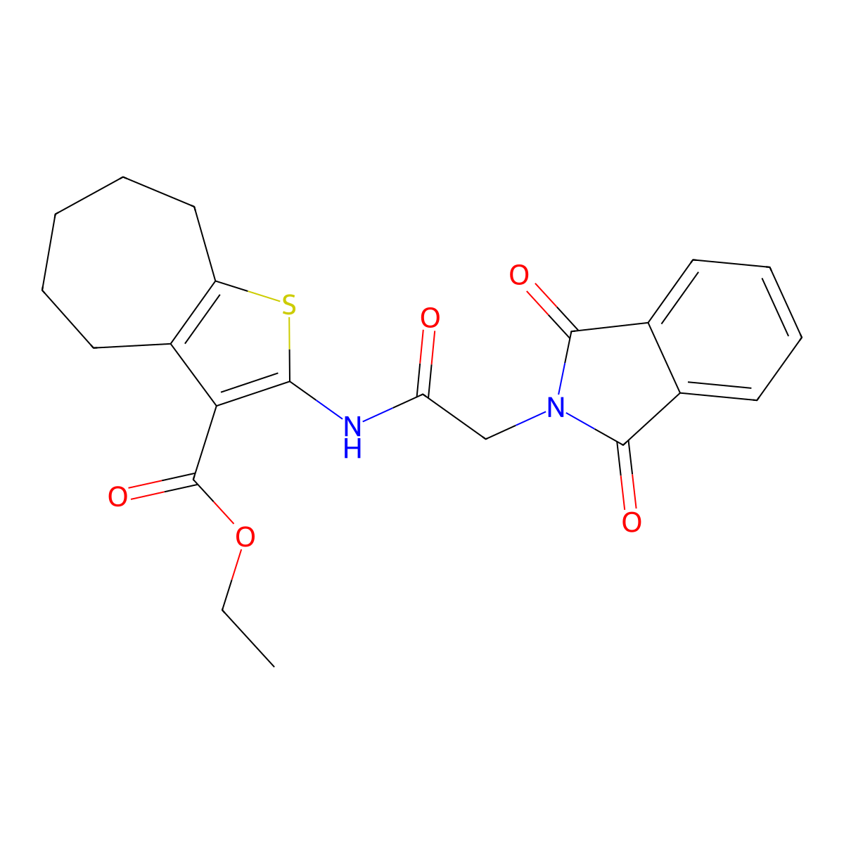 ethyl 2-(2-(1,3-dioxoisoindolin-2-yl)acetamido)-5,6,7,8-tetrahydro-4H-cyclohepta[b]thiophene-3-carboxylate molecular structure, CAS 397290-72-1