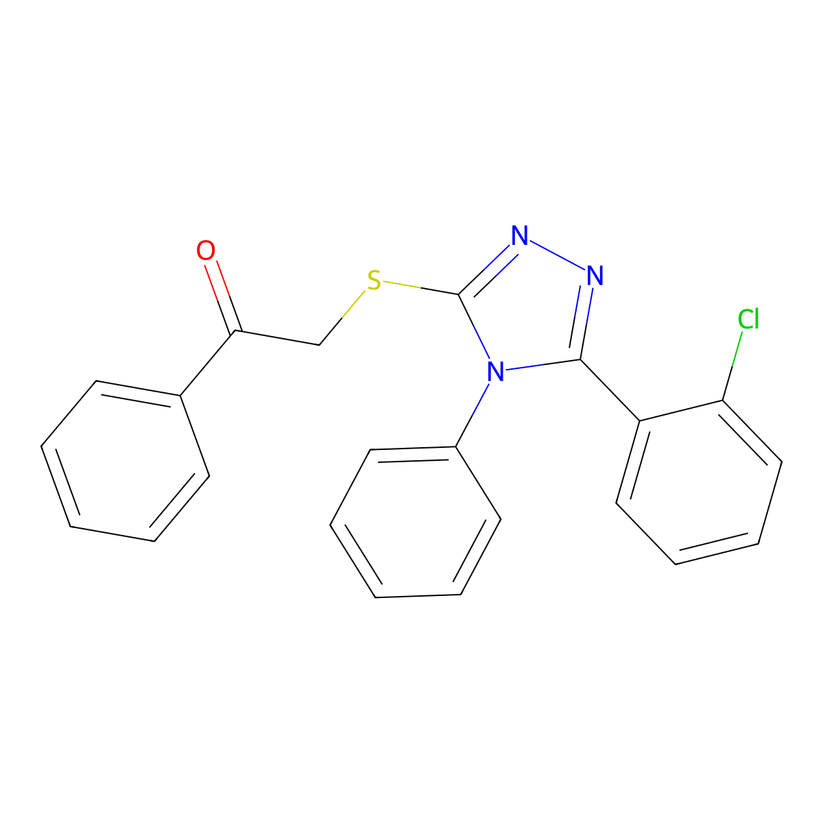 2-{[5-(2-chlorophenyl)-4-phenyl-4H-1,2,4-triazol-3-yl]sulfanyl}-1-phenylethanone molecular structure, CAS 397290-86-7