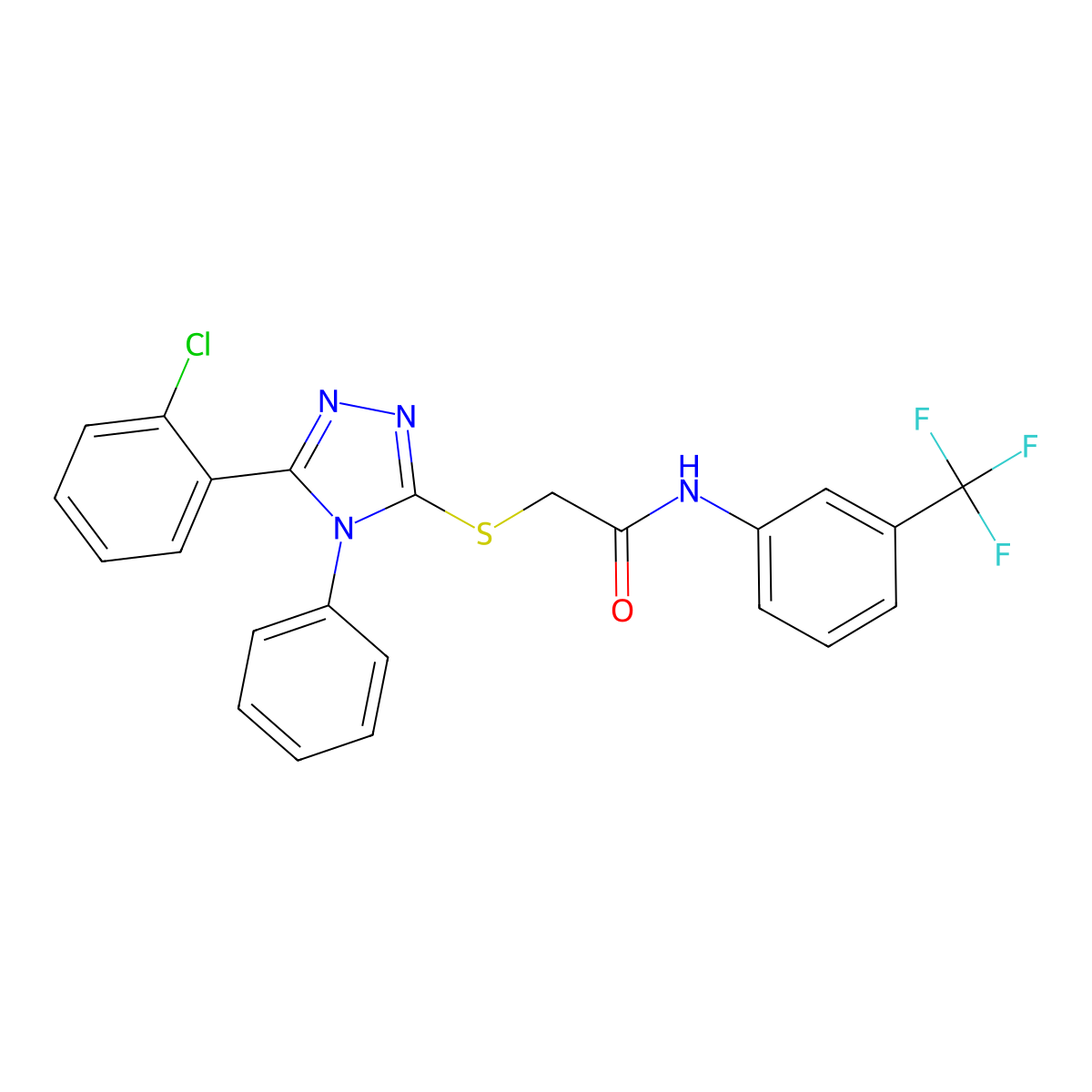 2-{[5-(2-chlorophenyl)-4-phenyl-4H-1,2,4-triazol-3-yl]sulfanyl}-N-[3-(trifluoromethyl)phenyl]acetamide molecular structure, CAS 397290-94-7