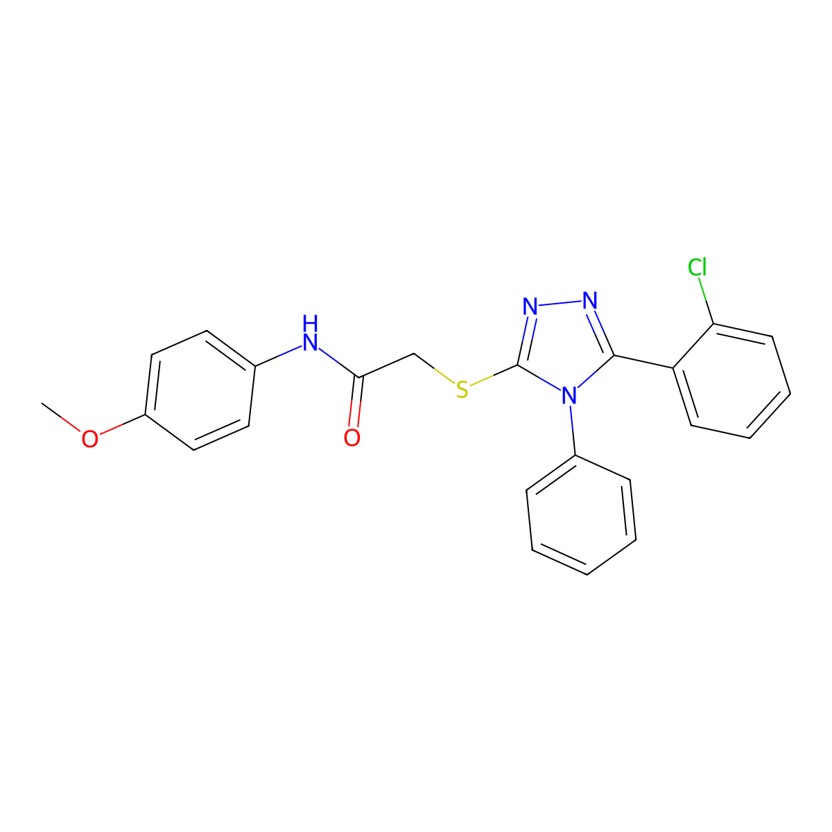 2-{[5-(2-chlorophenyl)-4-phenyl-4H-1,2,4-triazol-3-yl]sulfanyl}-N-(4-methoxyphenyl)acetamide molecular structure, CAS 397290-95-8