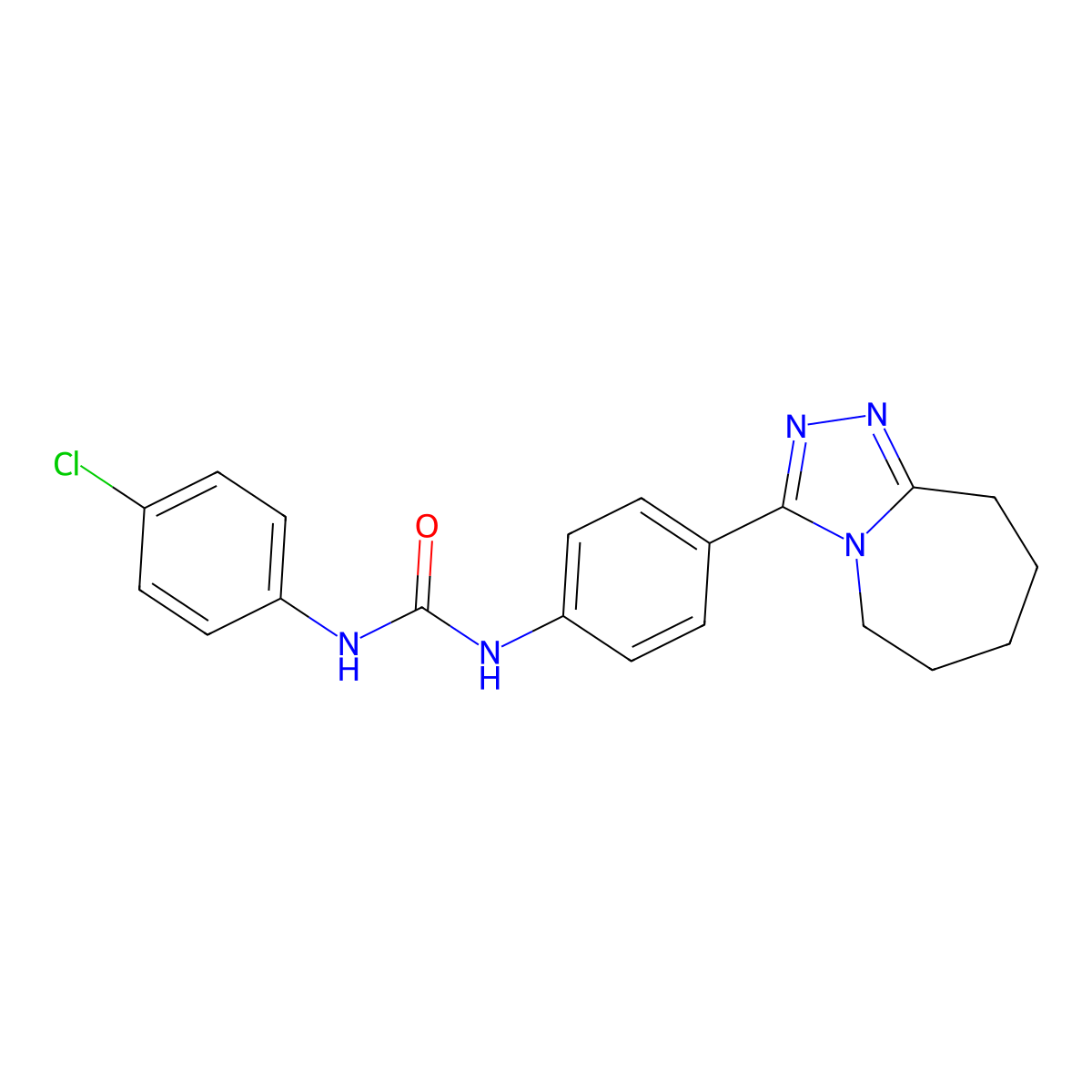 1-(4-chlorophenyl)-3-[4-(6,7,8,9-tetrahydro-5H-[1,2,4]triazolo[4,3-a]azepin-3-yl)phenyl]urea molecular structure, CAS 397290-99-2