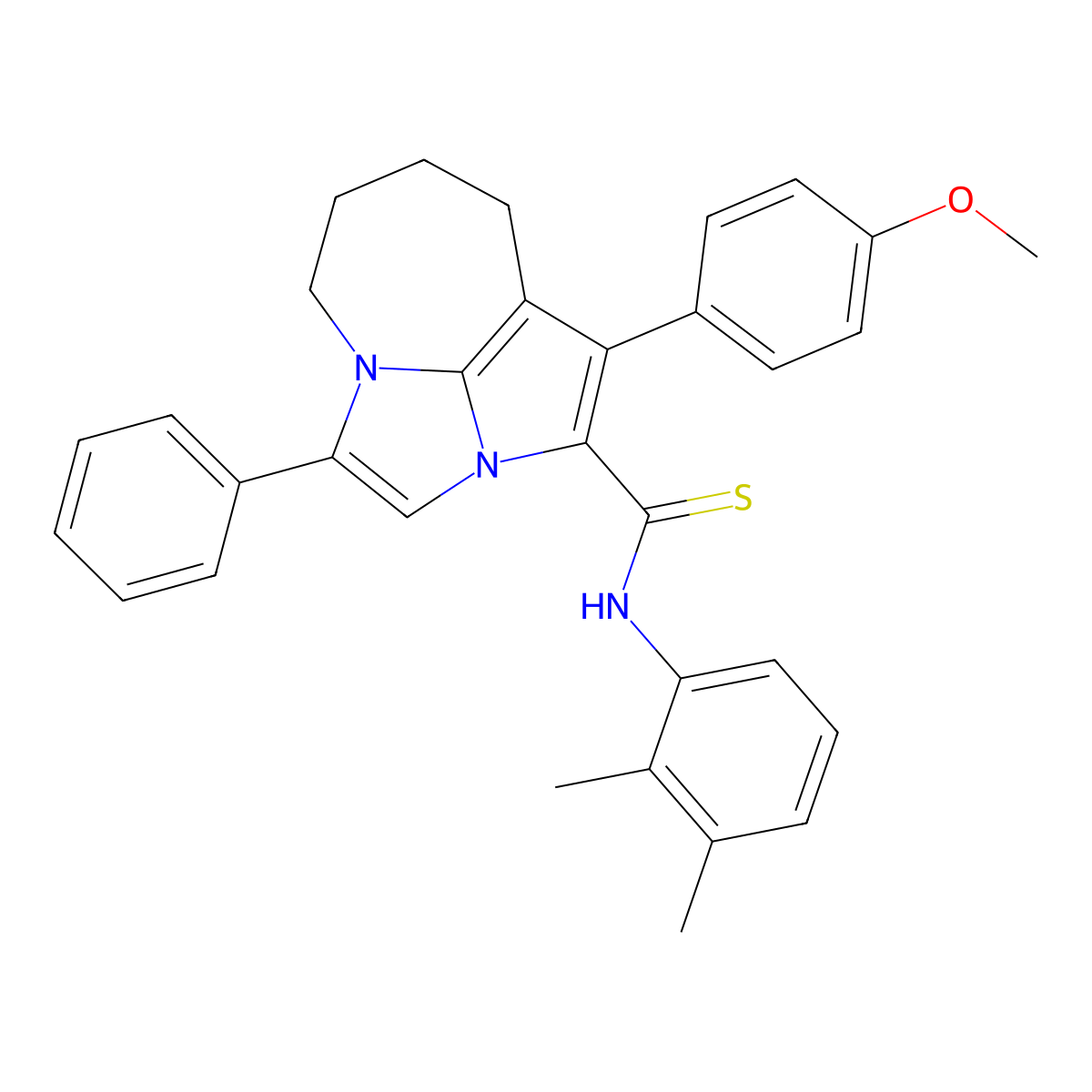 N-(2,3-dimethylphenyl)-1-(4-methoxyphenyl)-4-phenyl-5,6,7,8-tetrahydro-2a,4a-diazacyclopenta[cd]azulene-2-carbothioamide molecular structure, CAS 397291-00-8