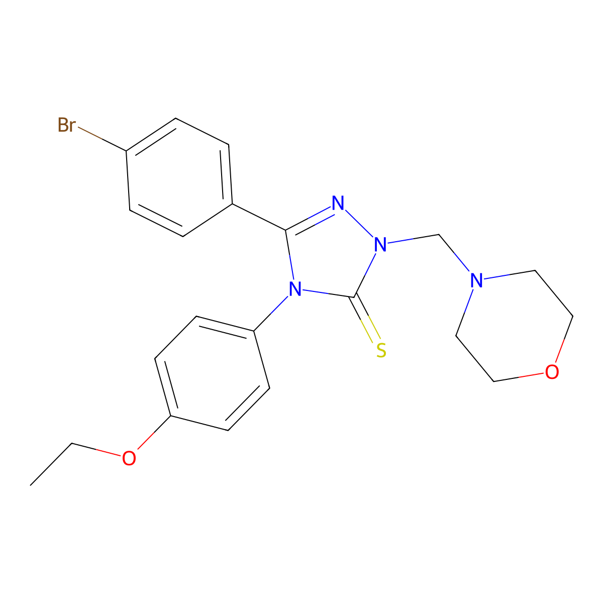5-(4-Bromophenyl)-4-(4-ethoxyphenyl)-2-(4-morpholinylmethyl)-2,4-dihydro-3H-1,2,4-triazole-3-thione molecular structure, CAS 397291-09-7